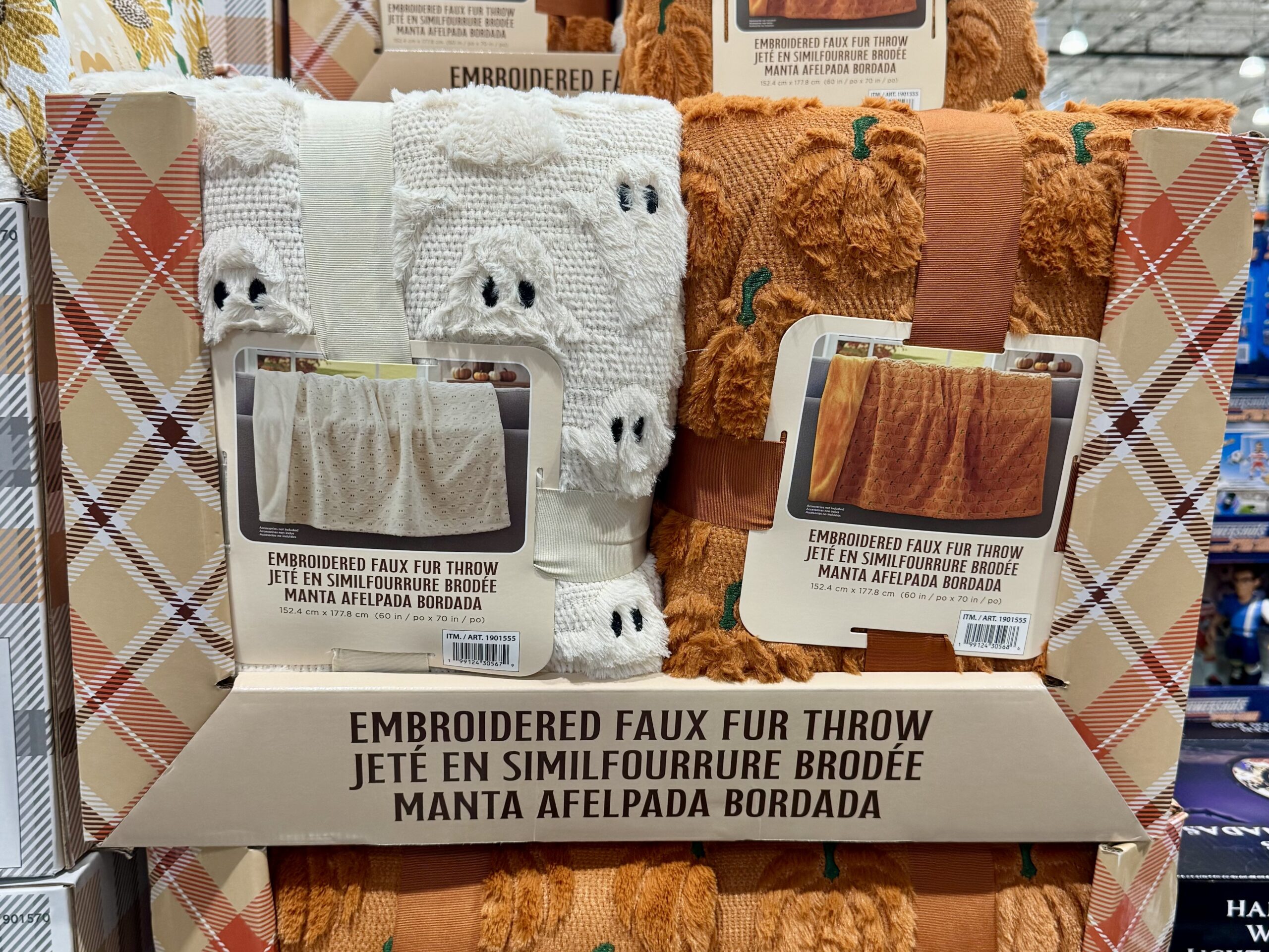 Embroidered Faux Fur Throw