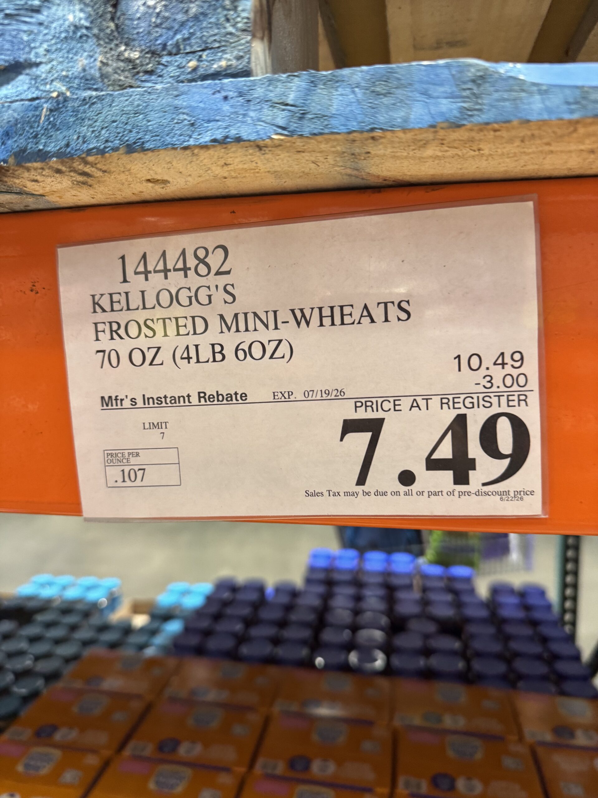 Kellogg's Frosted Mini Wheats - price tag