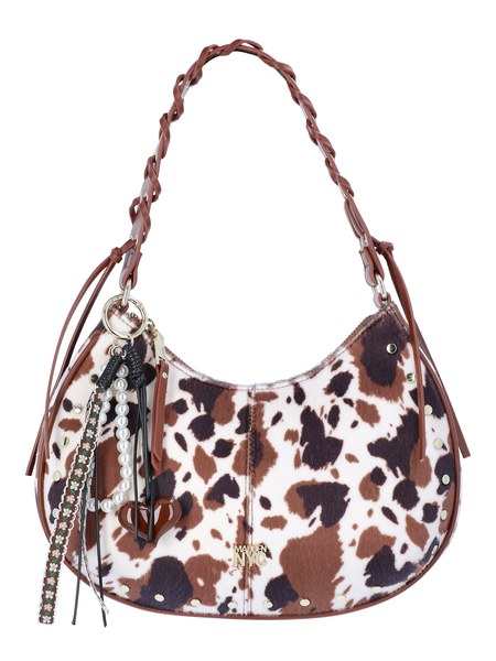 Madden NYC Cow Print Half Moon Stud Shoulder Bag - $19.98
