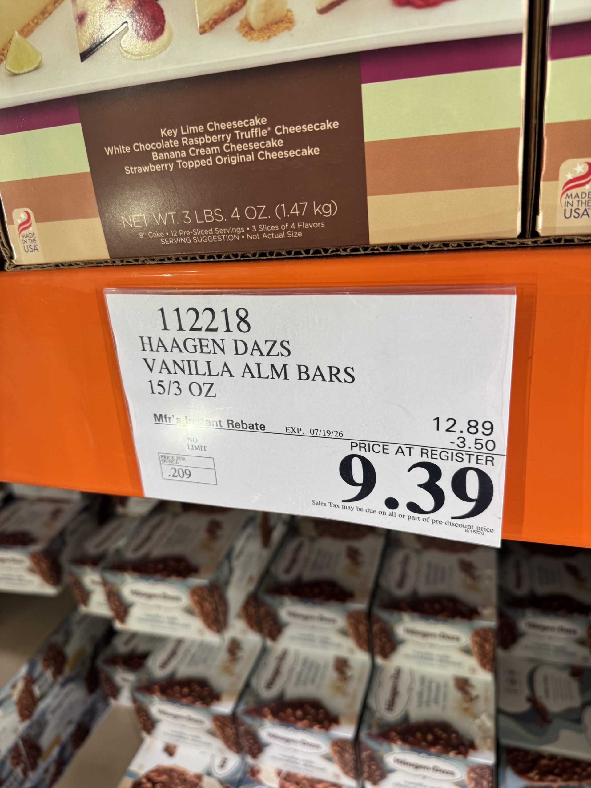 Häagen-Dazs Vanilla Milk Chocolate Almond Bars - price tag