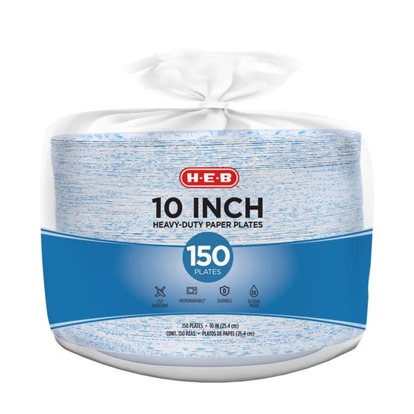 H-E-B Heavy Duty 10 in Dinner Paper Plates, 150 ct