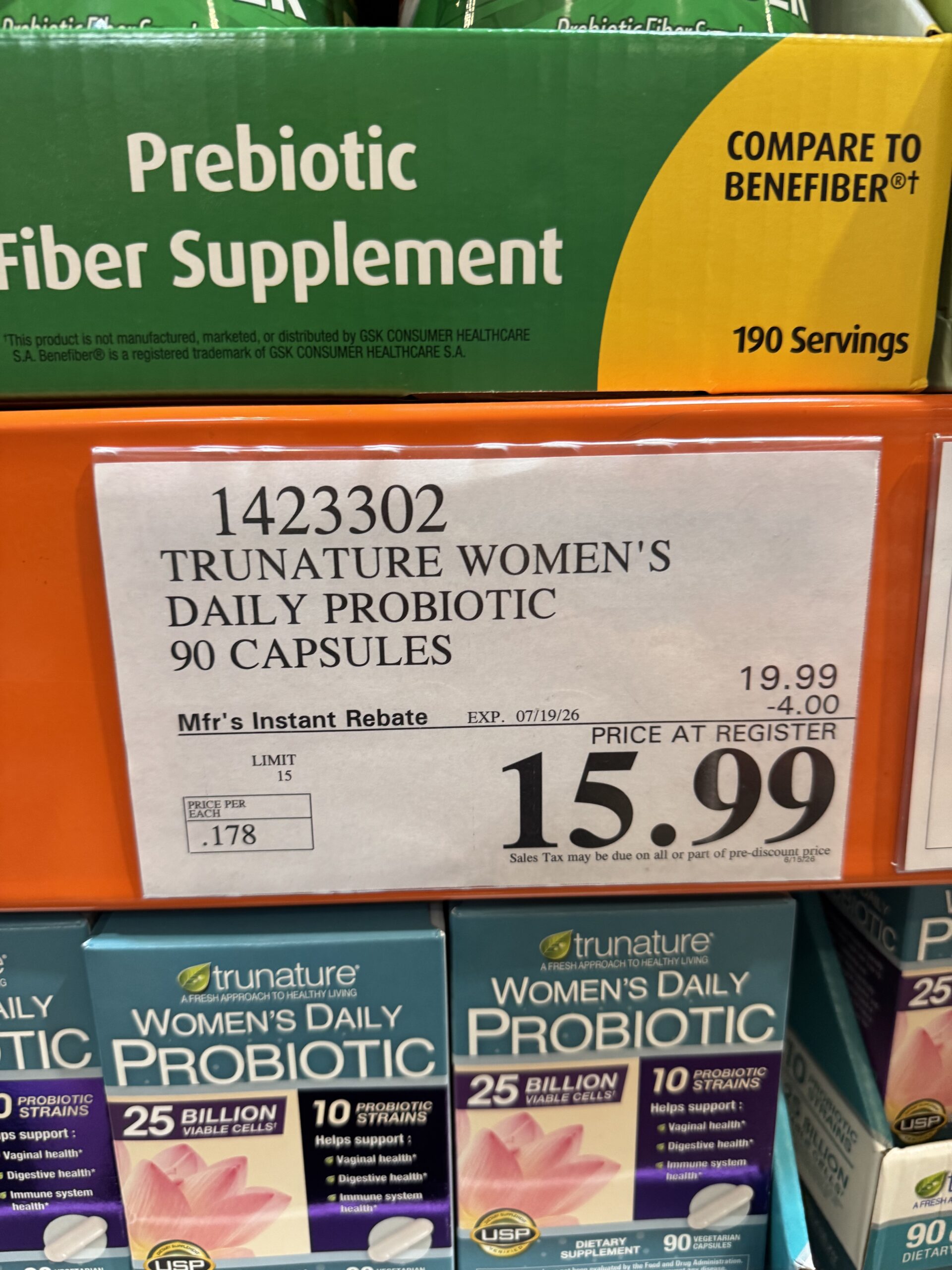 trunature Women's Daily Probiotic - price tag