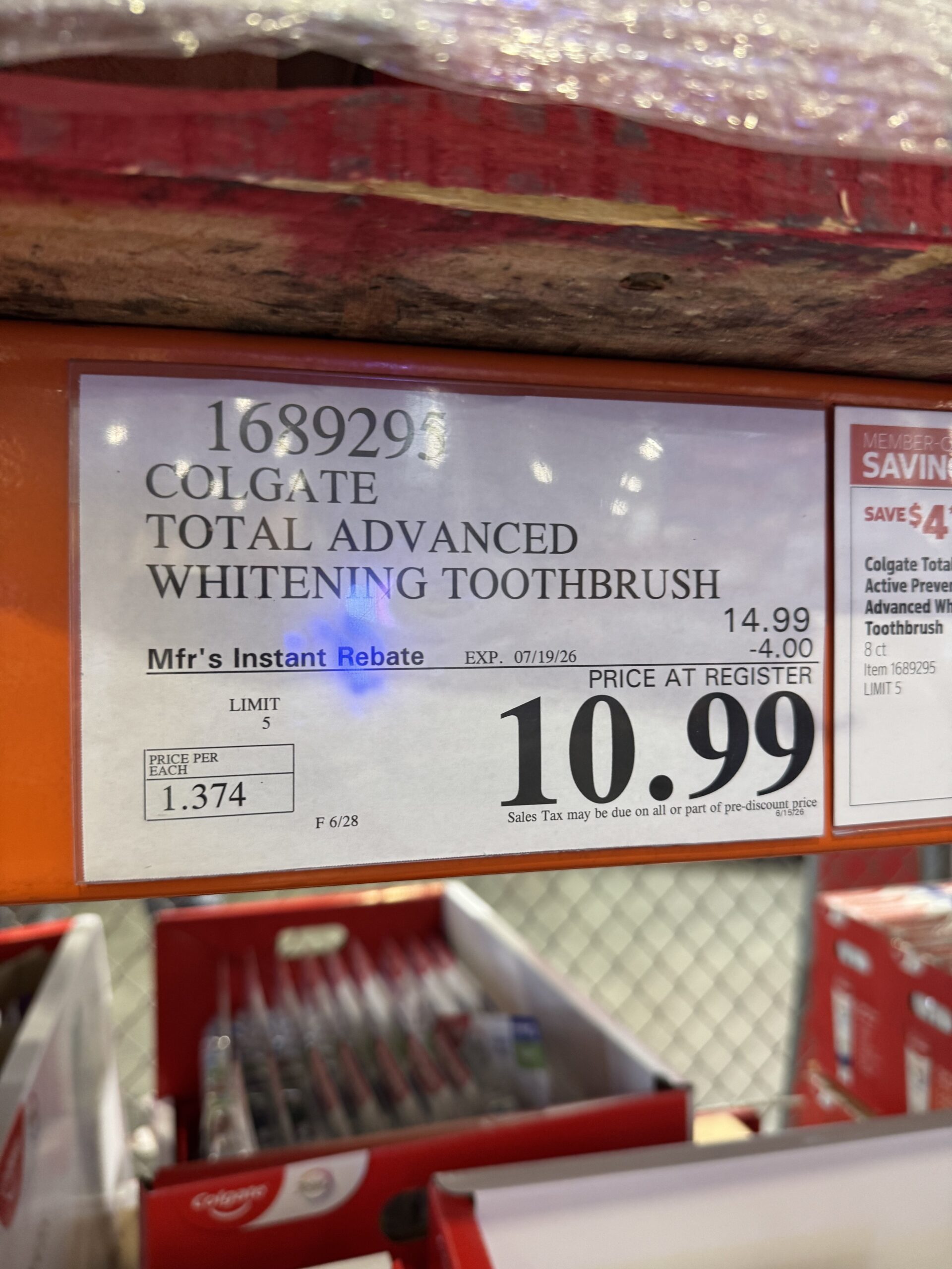 Colgate Total Advanced Whitening Toothbrush - price tag