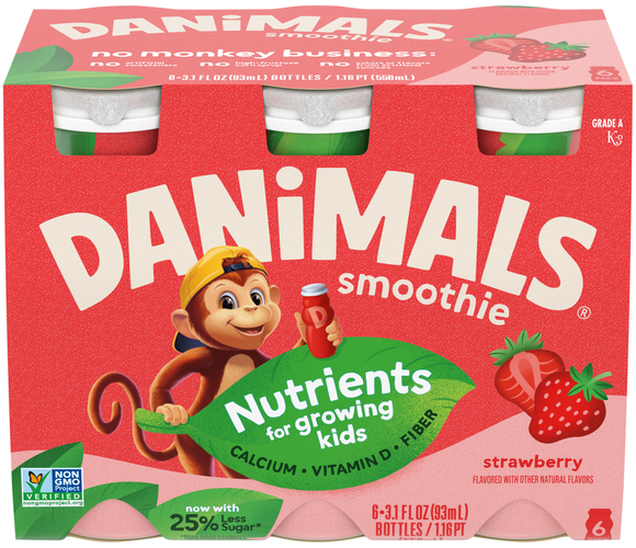 Danimals Smoothie Strawberry Drink - 6 pk