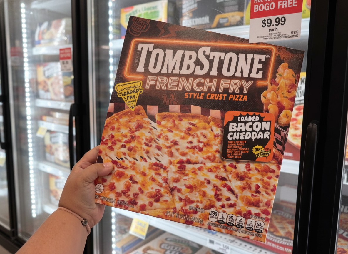 TOMBSTONE FRENCH FRY STYLE CRUST PIZZA LOADED BACON CHEDDAR