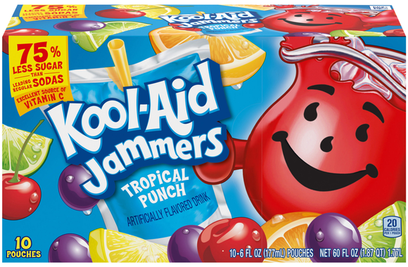Kool-Aid Jammers Tropical Punch Juice Drink Pouches - 10 pk