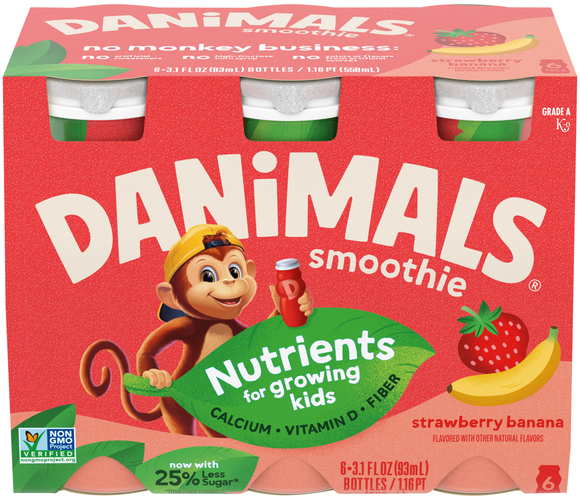 Danimals Smoothie Strawberry Banana Drink - 6 pk