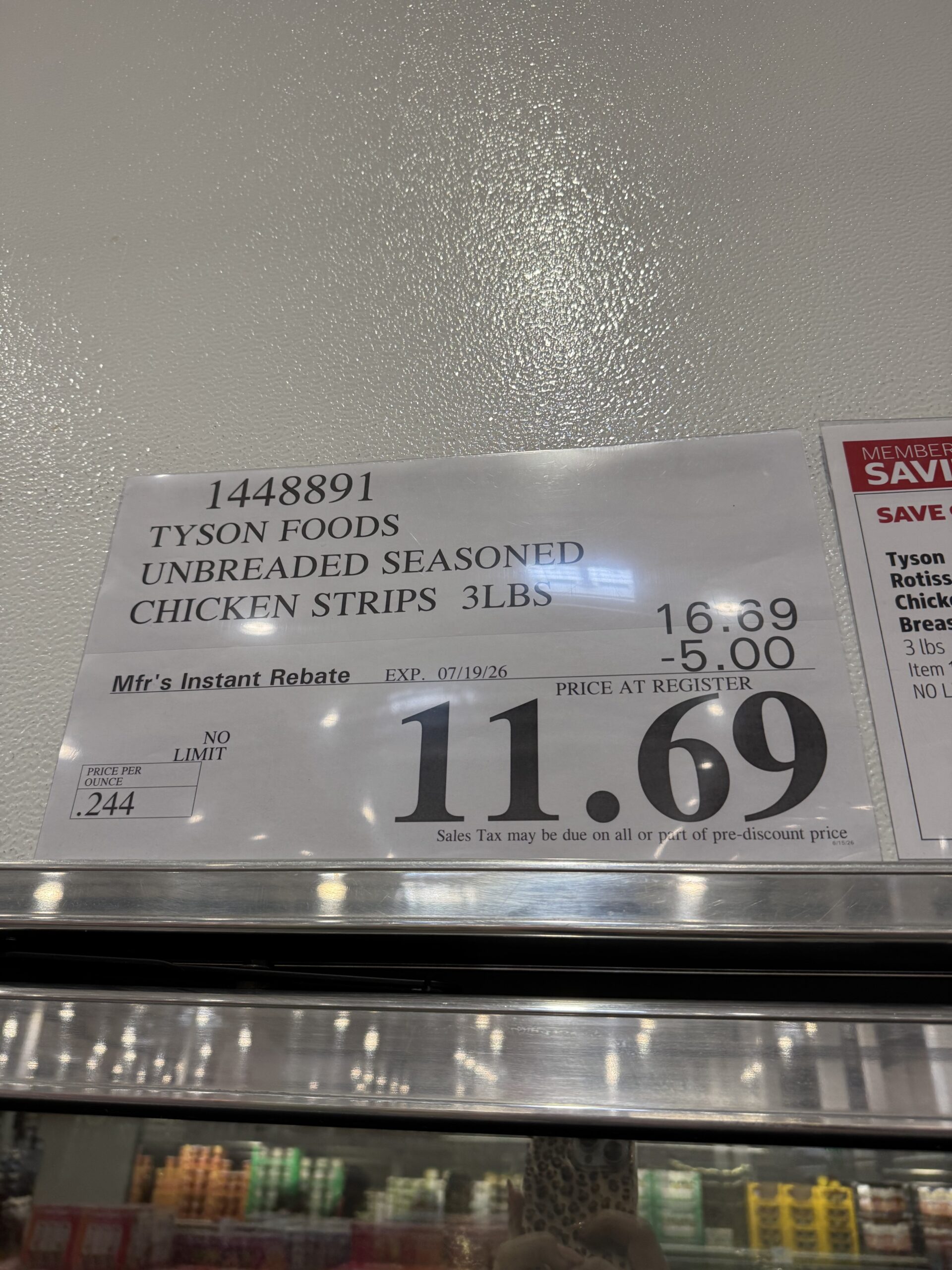 Tyson Rotisserie Seasoned Chicken Breast Strips - price tag