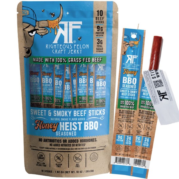 Righteous Felon BBQ Seasoned Grass-Fed Beef Sticks