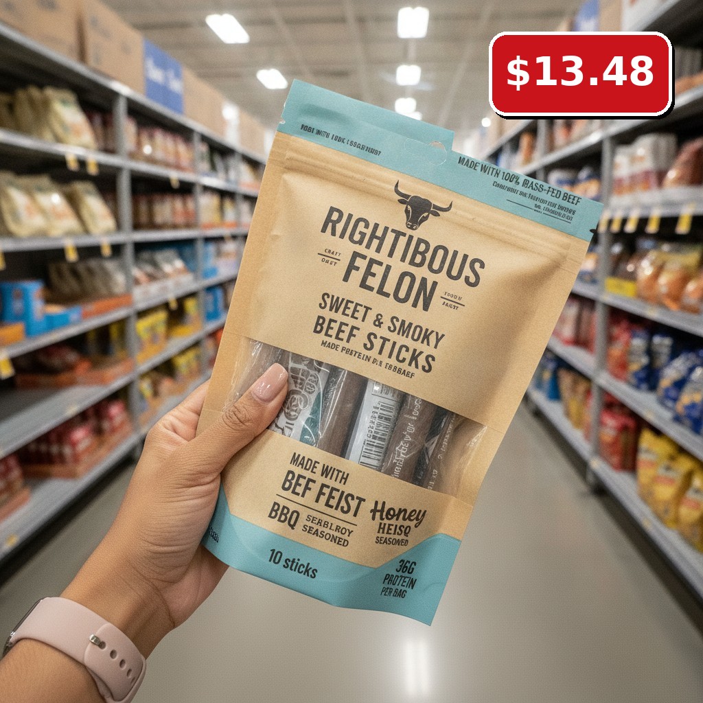 RIGHTEOUS FELON CRAFT JERKY SWEET & SMOKY BEEF STICKS Honey HEIST BBQ SEASONED