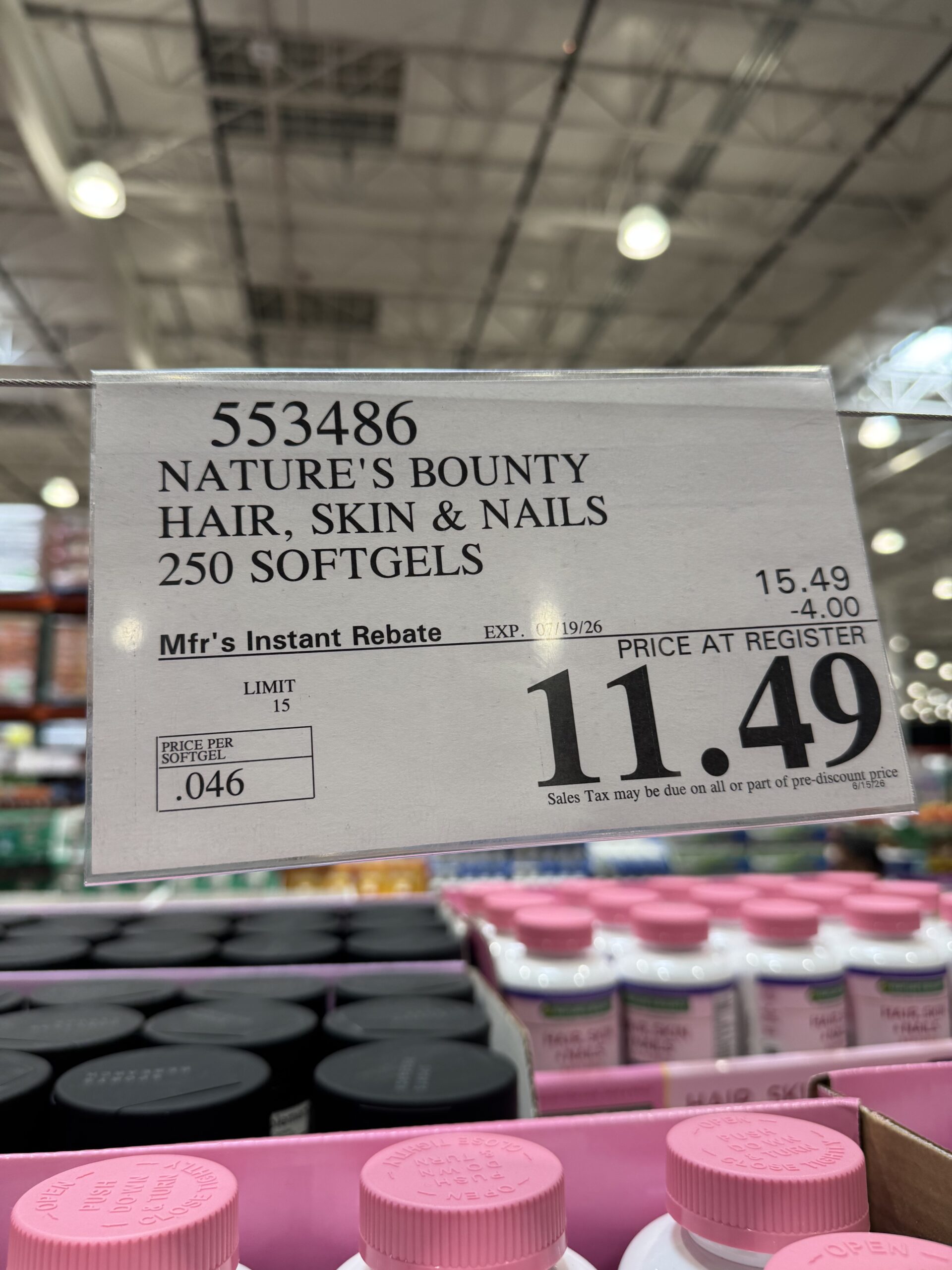 Nature's Bounty Hair, Skin & Nails Softgels - price tag