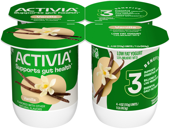 Activia Low Fat Vanilla Probiotic Yogurt Cups - 4 ct