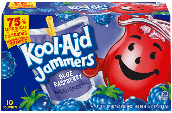 Kool-Aid Jammers Blue Raspberry Juice Drink Pouches - 10 pk
