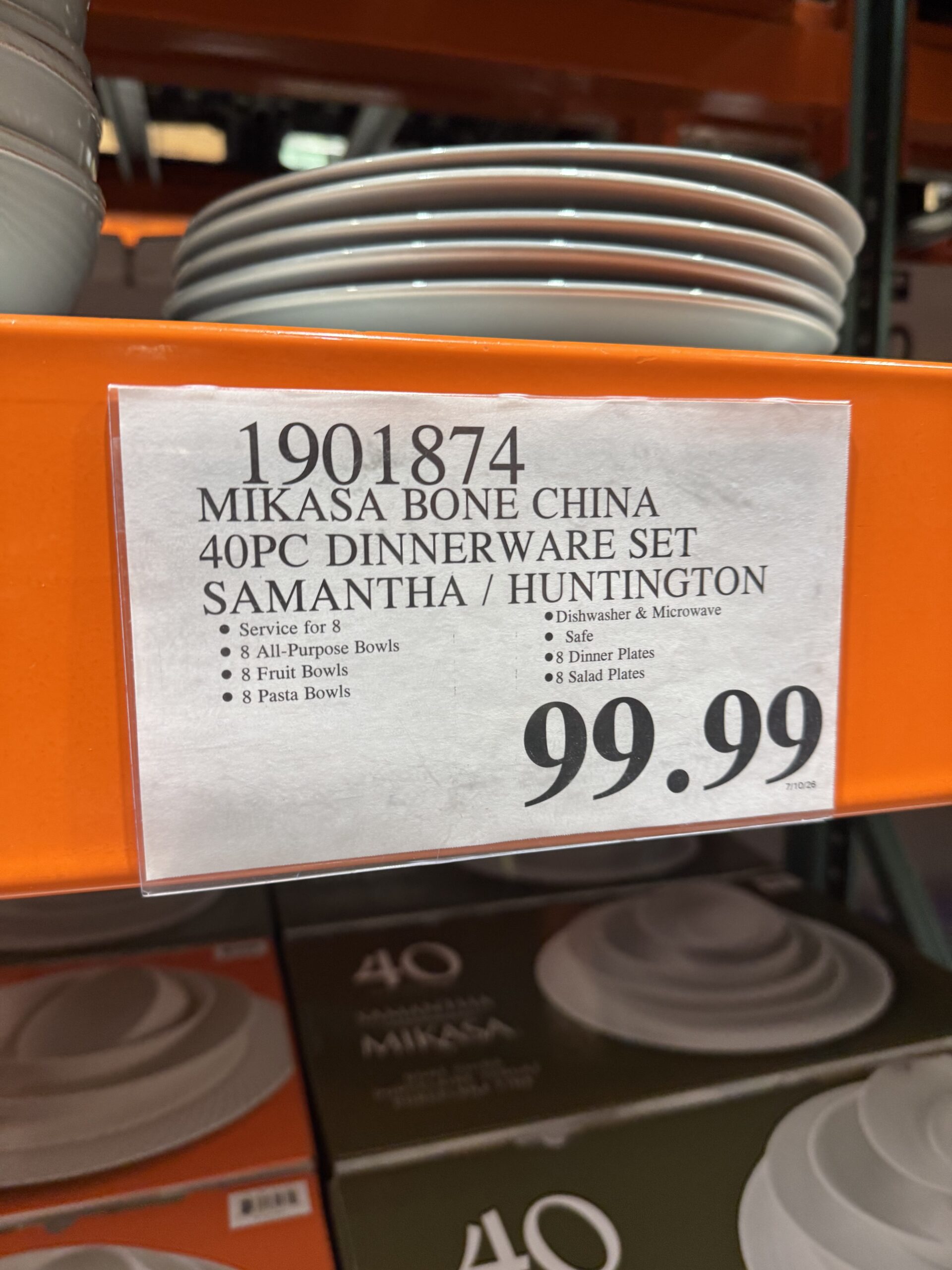 Mikasa Bone China 40pc Dinnerware Set - price tag
