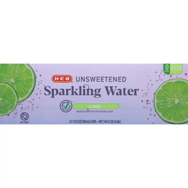 H-E-B Unsweetened Lime Sparkling Water 12 pk Cans, 12 oz