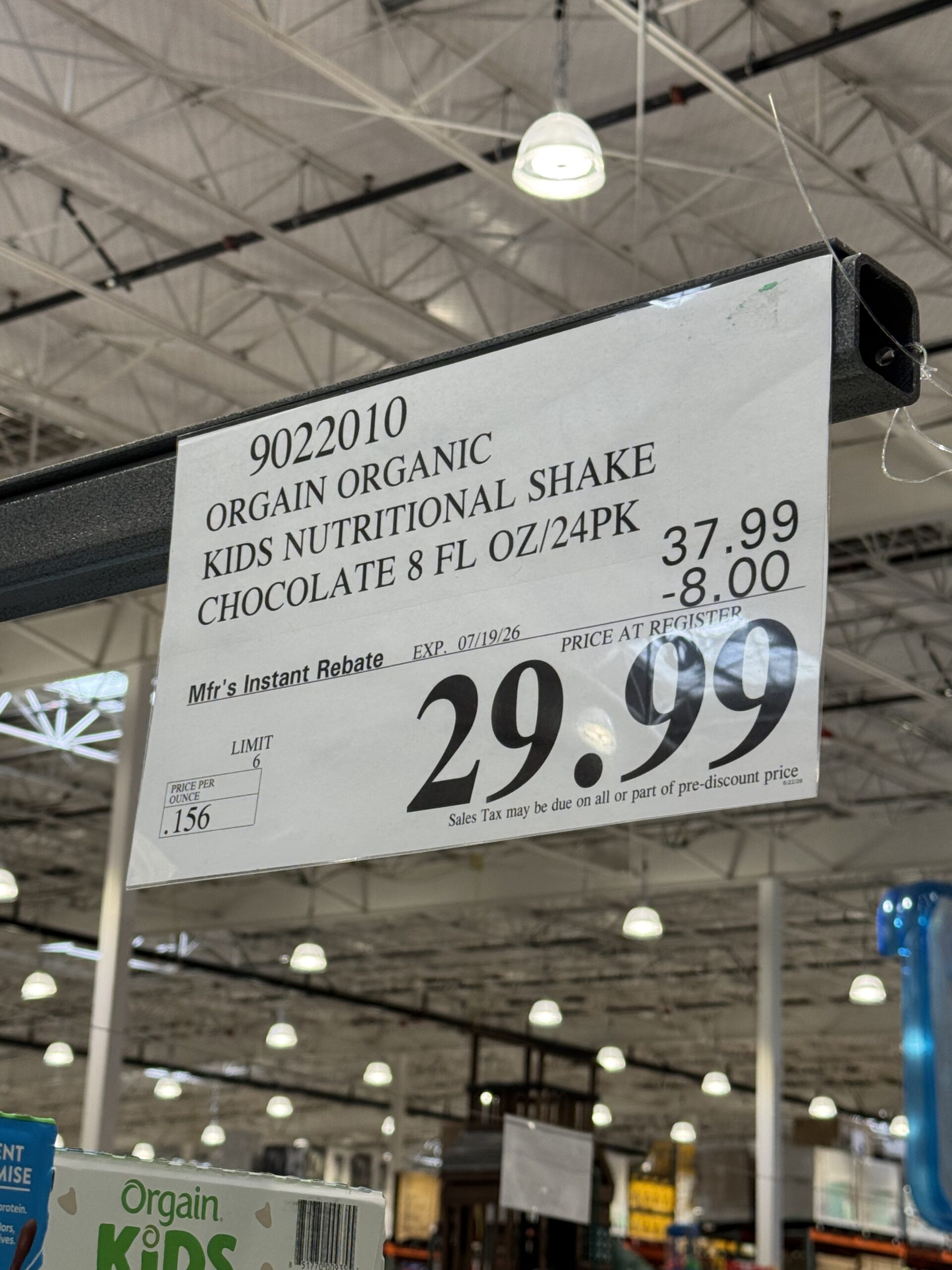 Orgain Kids Protein Plus - price tag