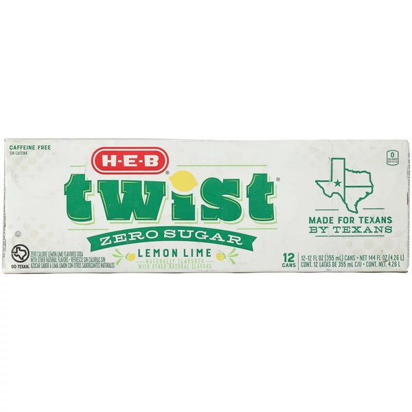 H-E-B Twist Lemon Lime Soda 12 pk Cans, 12 oz