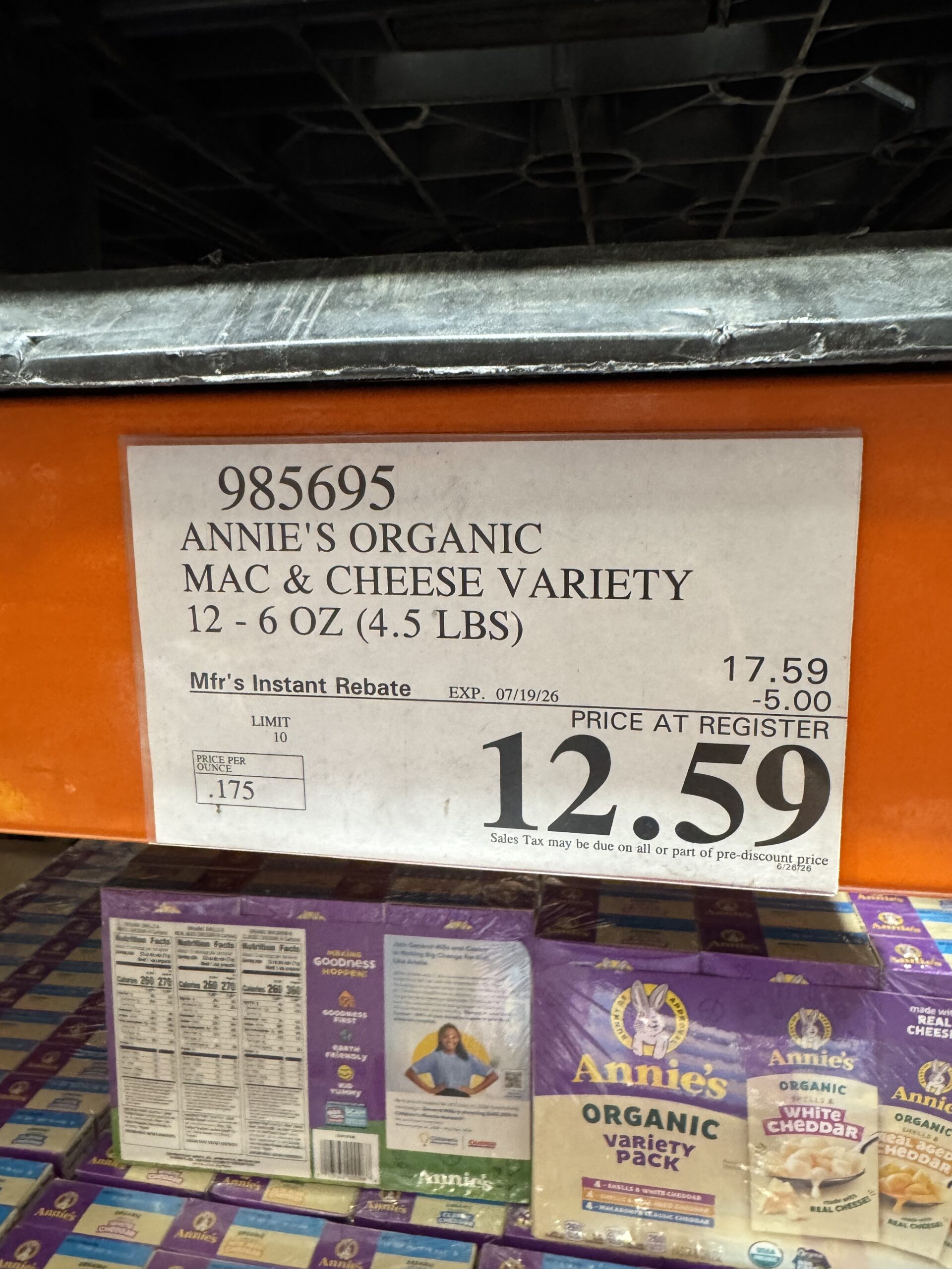 Annie's Organic Variety Pack - price tag