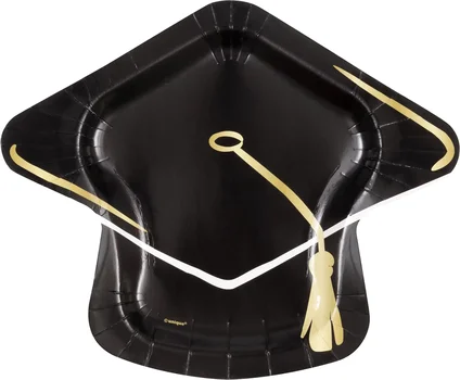 2026 Graduation Cap Shaped Disposable Plates, 8 pk