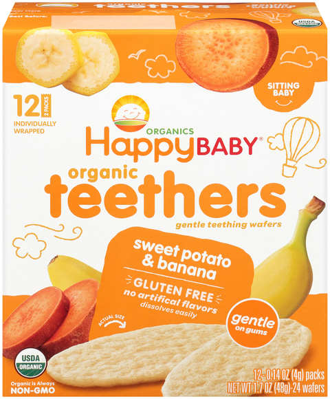Happy Baby Organics Sweet Potato & Banana Teething Wafers - 12 ct