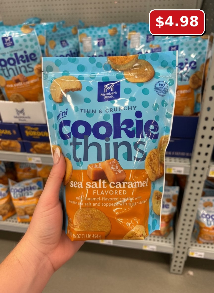 Member's Mark mini THIN & CRUNCHY Cookie Thins sea salt caramel FLAVORED