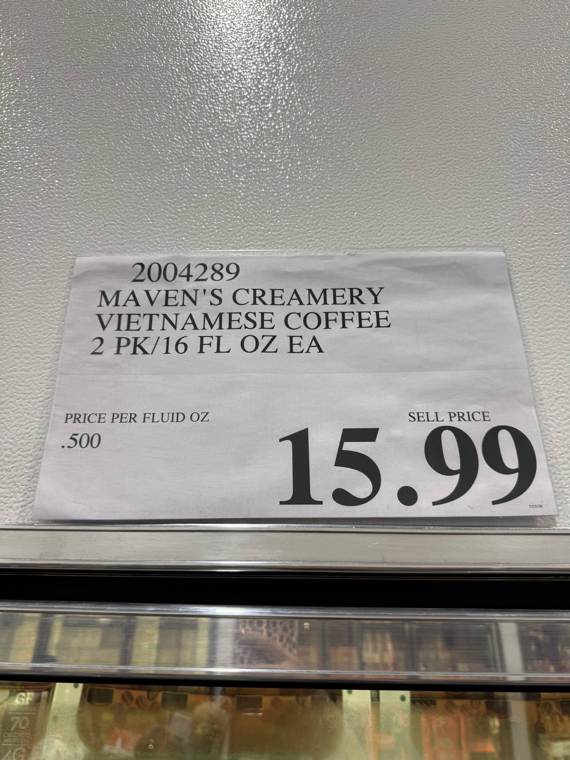 MAVENS VIETNAMESE COFFEE ICE CREAM - price tag
