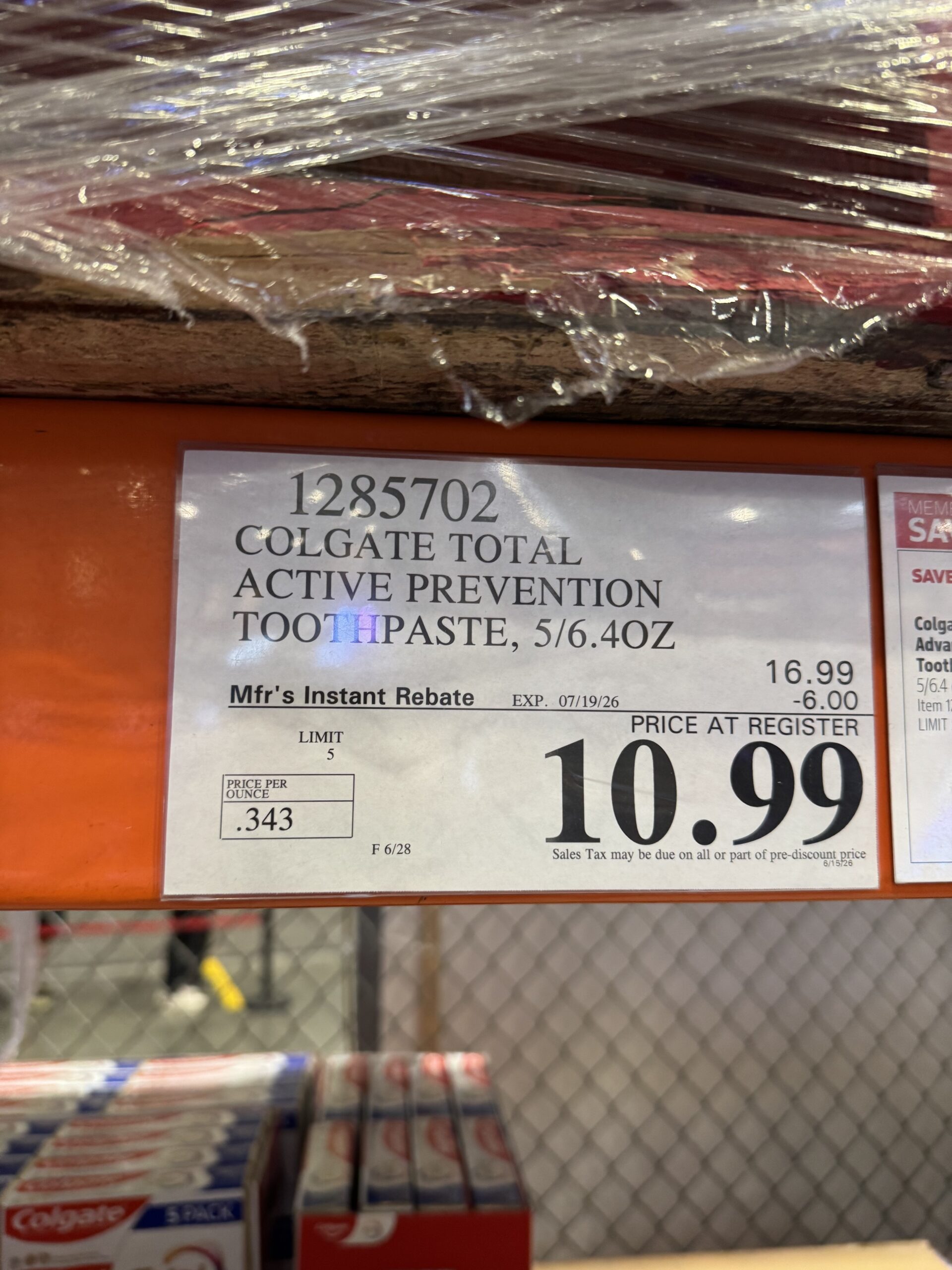 Colgate Total Active Prevention - price tag