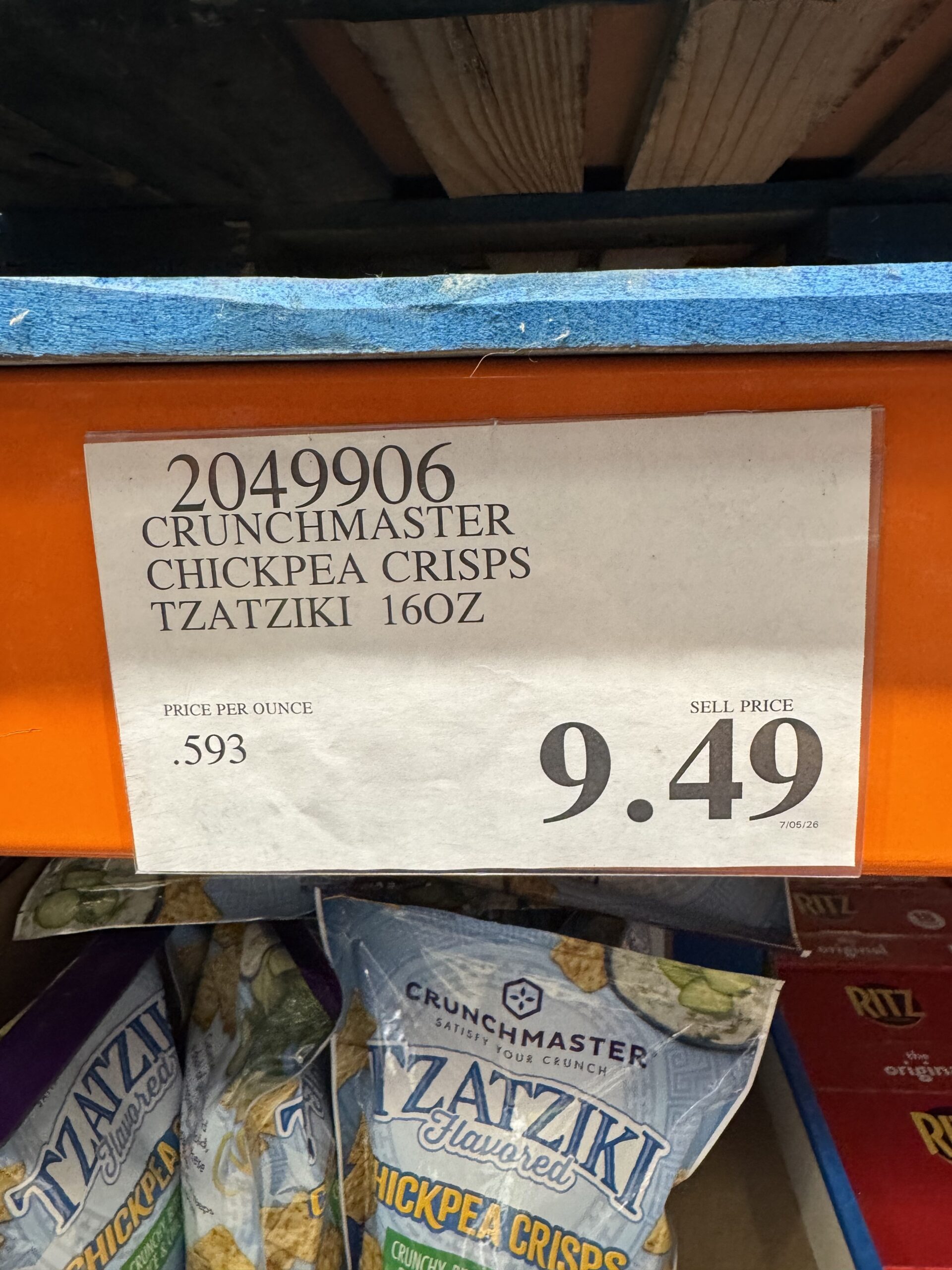 Crunchmaster Tzatziki Flavored Chickpea Crisps - price tag