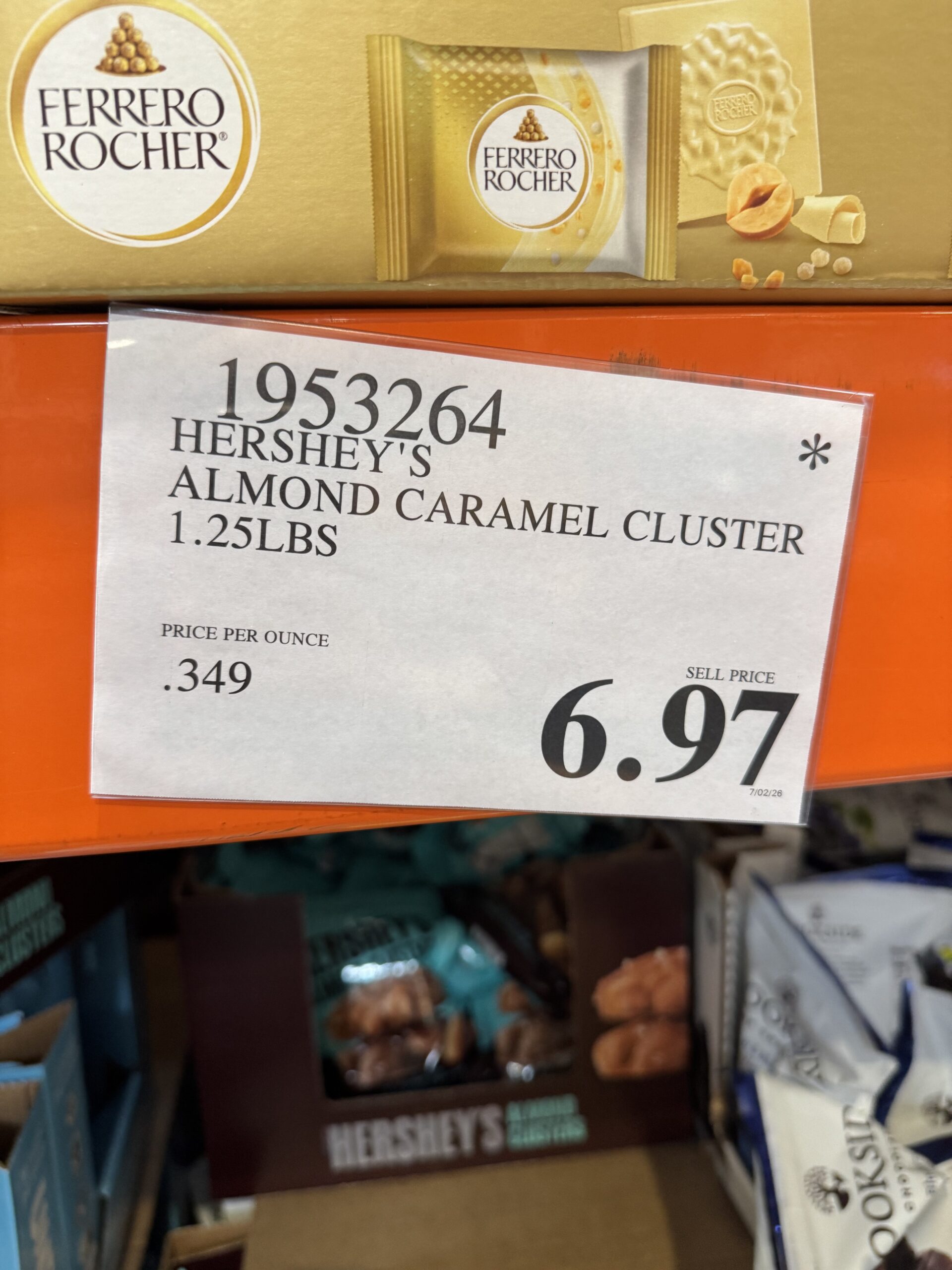Hershey's Almond Clusters - price tag