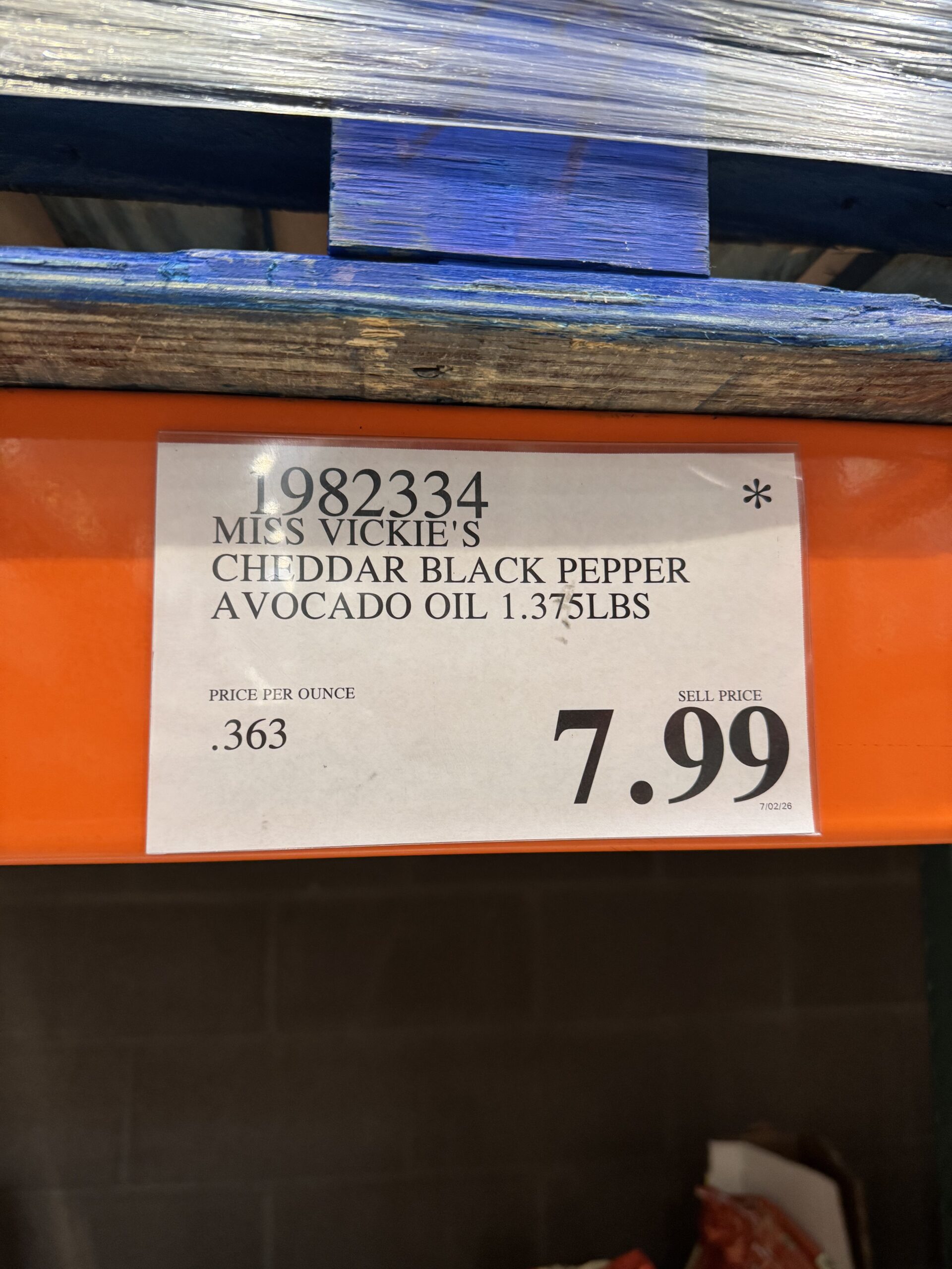 Miss Vickie's Aged Cheddar & Black Pepper - price tag