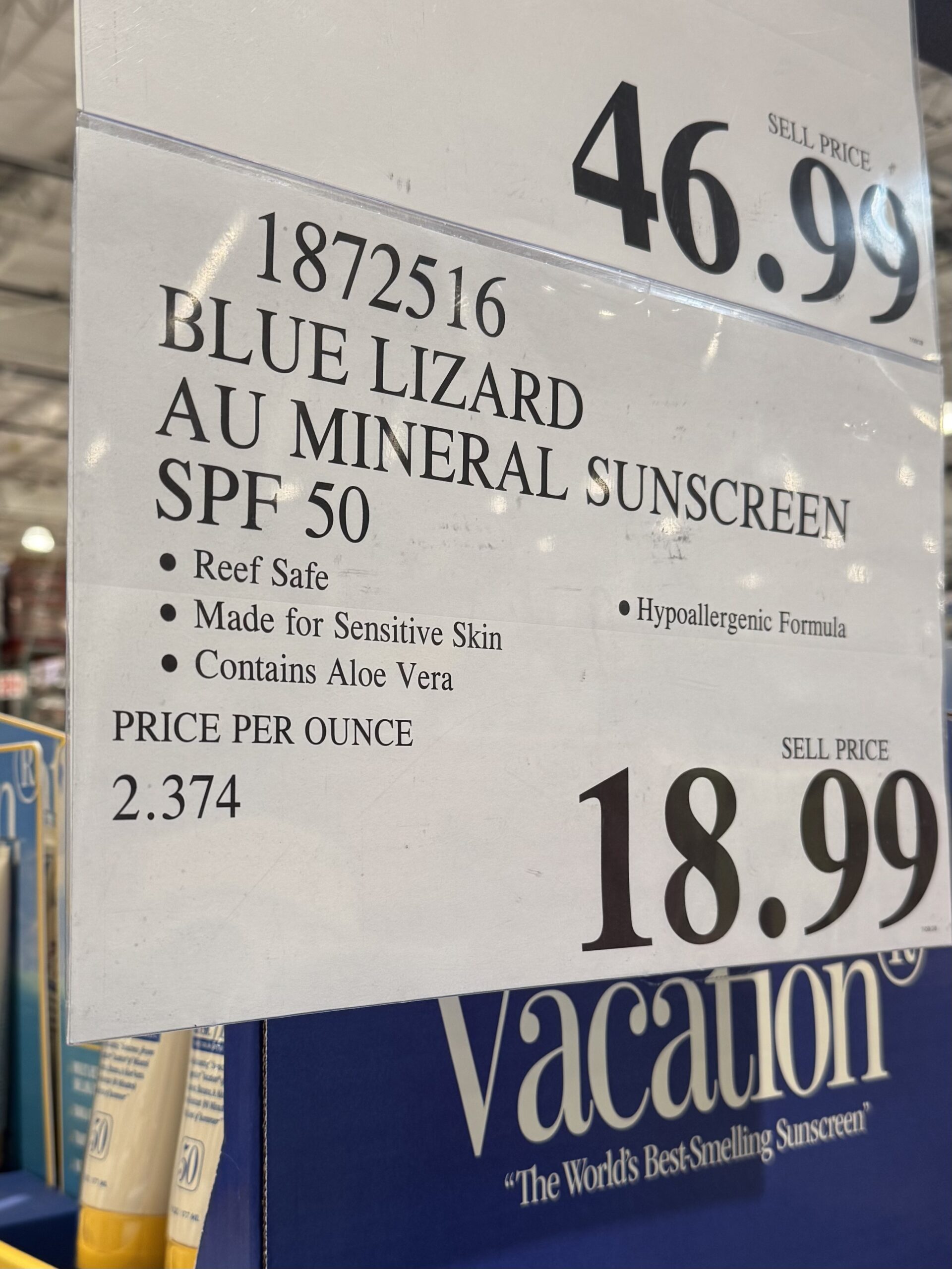 Blue Lizard Sensitive Mineral Sunscreen - price tag