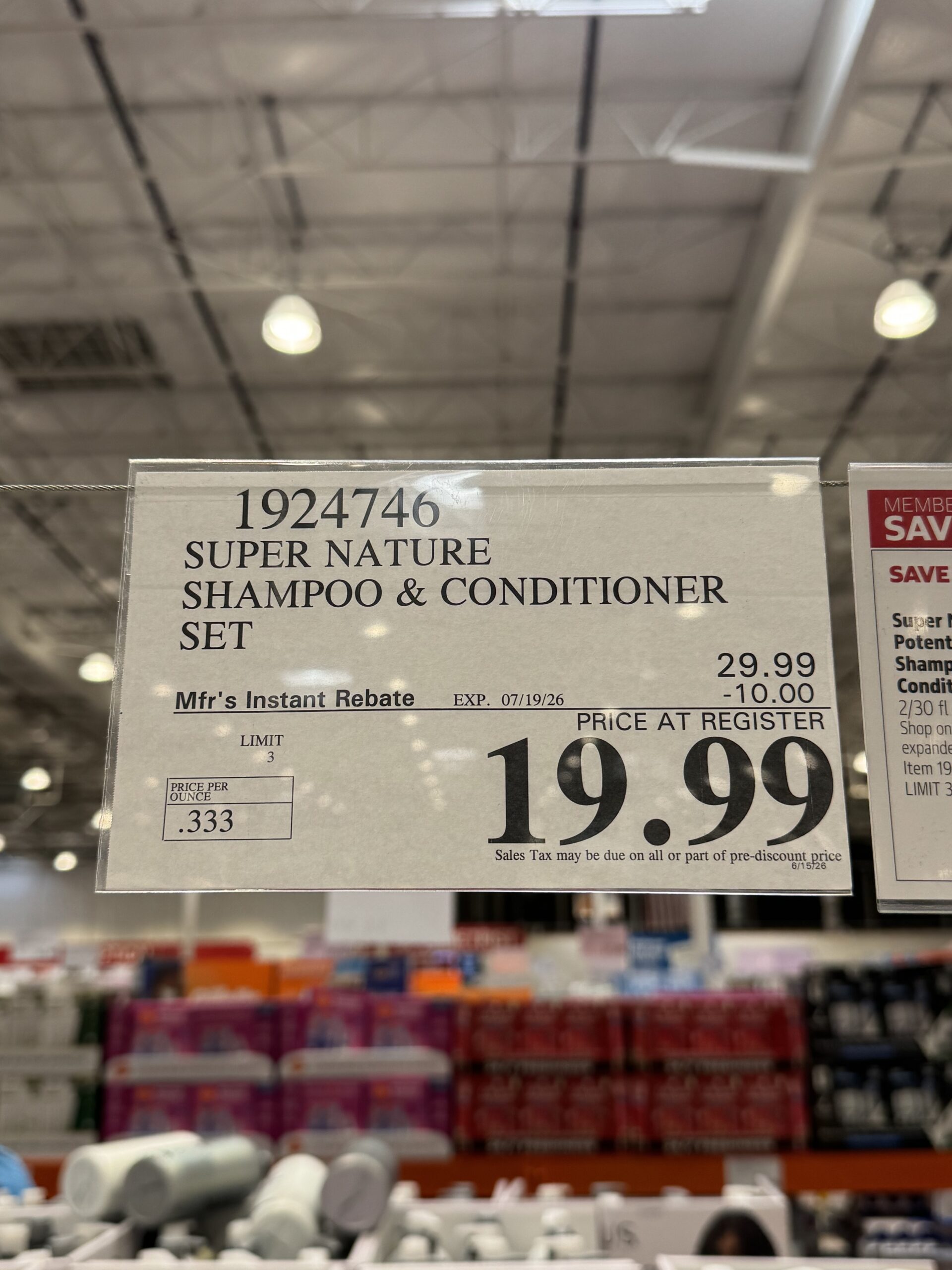 Super Nature Potent Aloe Shampoo & Conditioner - price tag