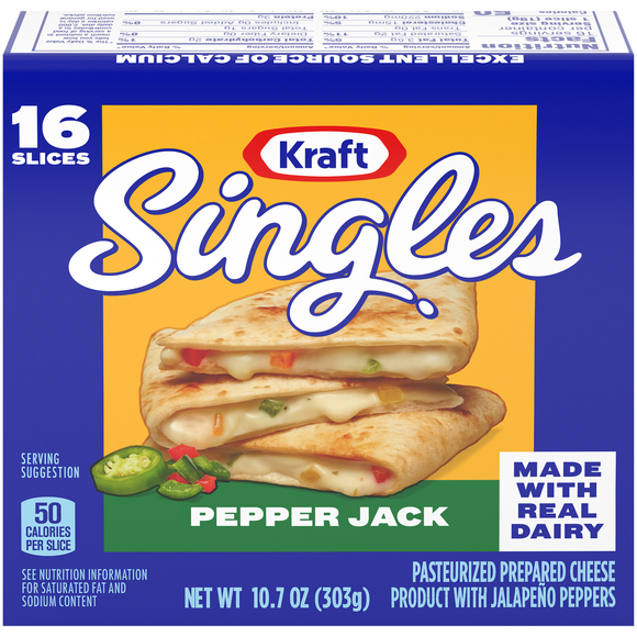 Kraft Singles Pepper Jack Cheese Slices - 16 ct