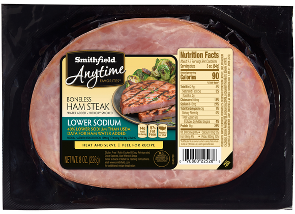 Smithfield Anytime Favorites Lower Sodium Boneless Ham Steak