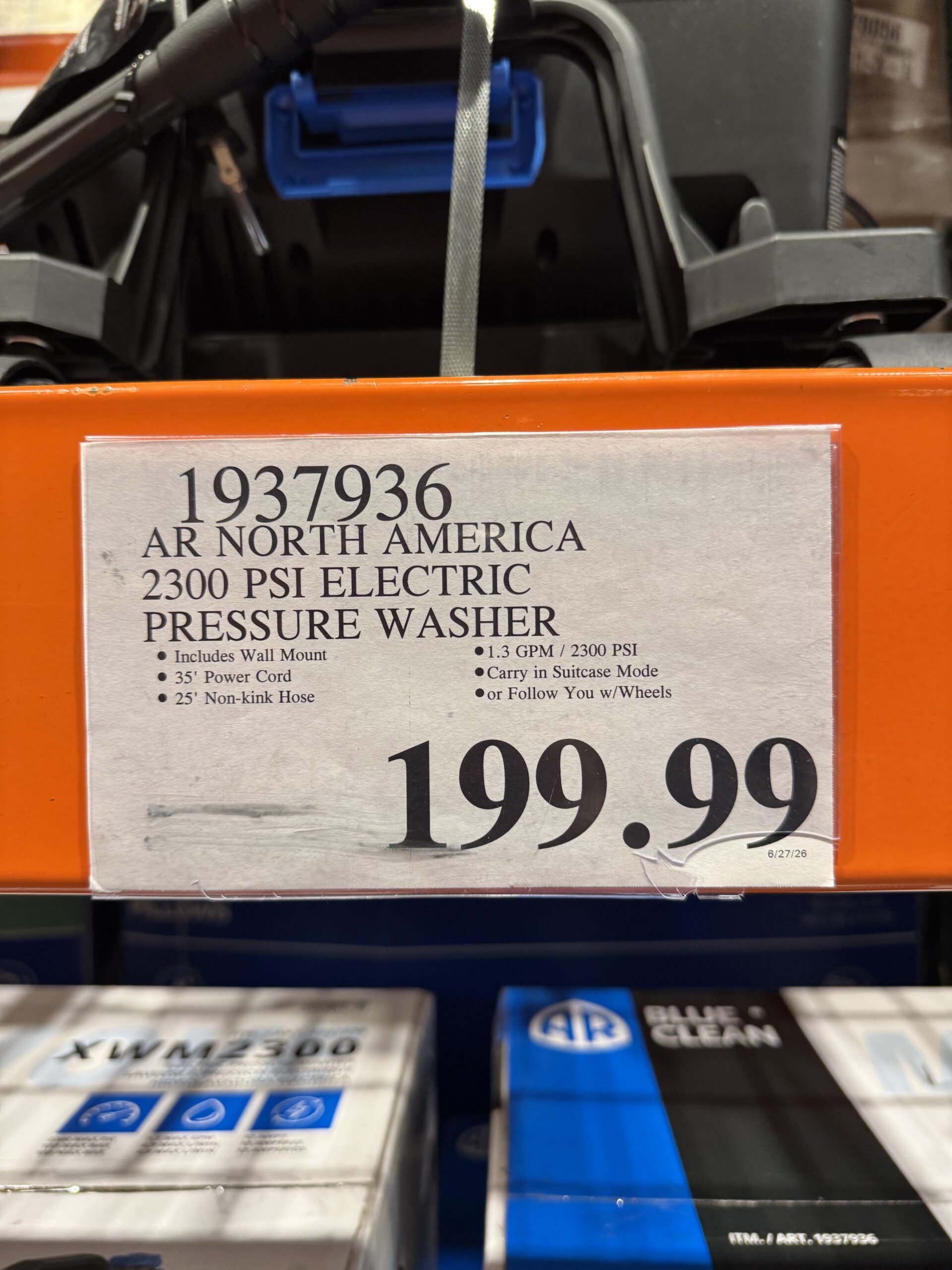 Blue Clean XWM2300 Electric Pressure Washer - price tag