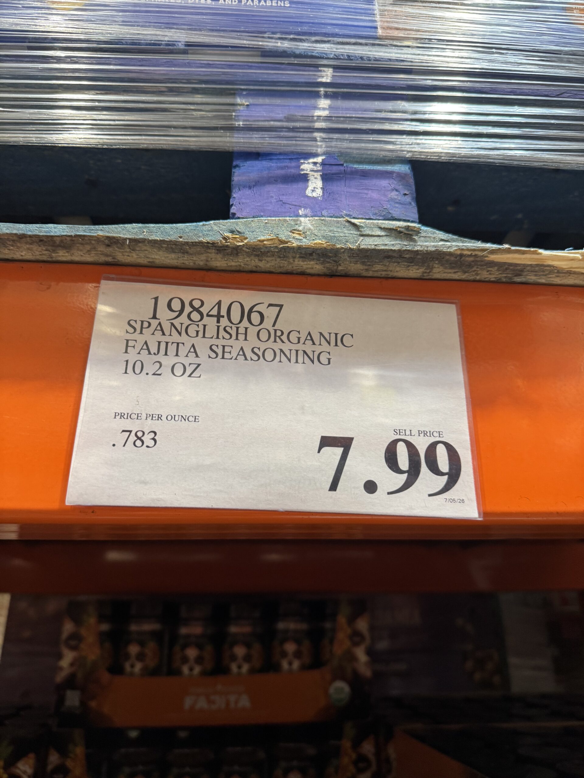 Spanglish Asadero Organic Fajita Seasoning - price tag