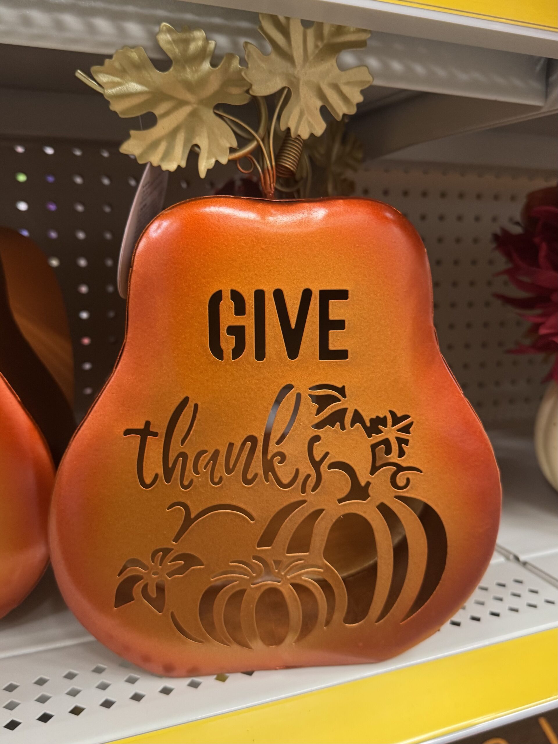 Give thanks Metal Pumpkin Decor - in store