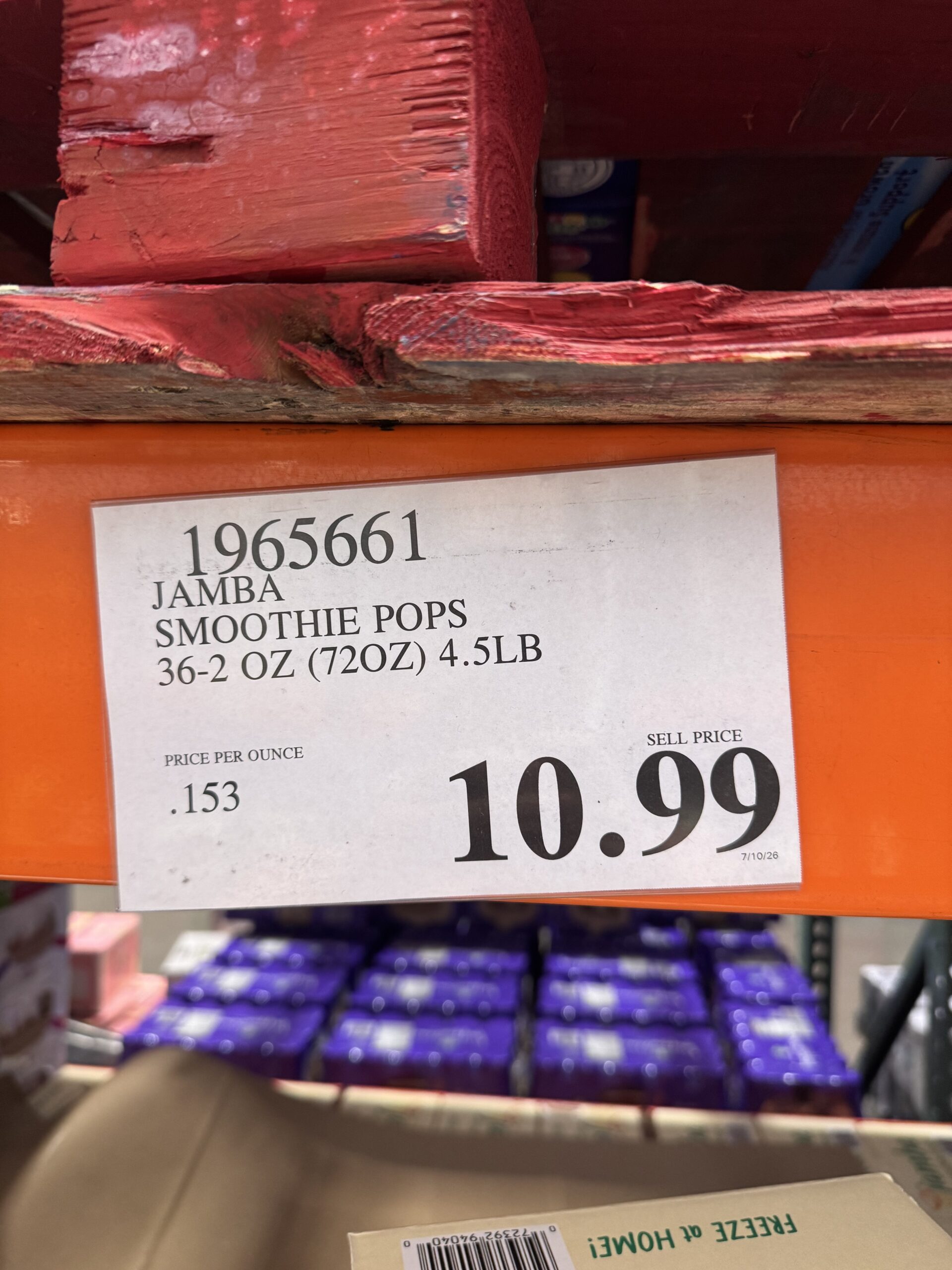 Jamba smoothie pops - price tag