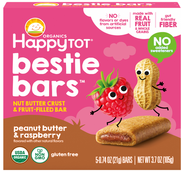 Happy Tot Organics Peanut Butter & Raspberry Bestie Bars - 5 ct