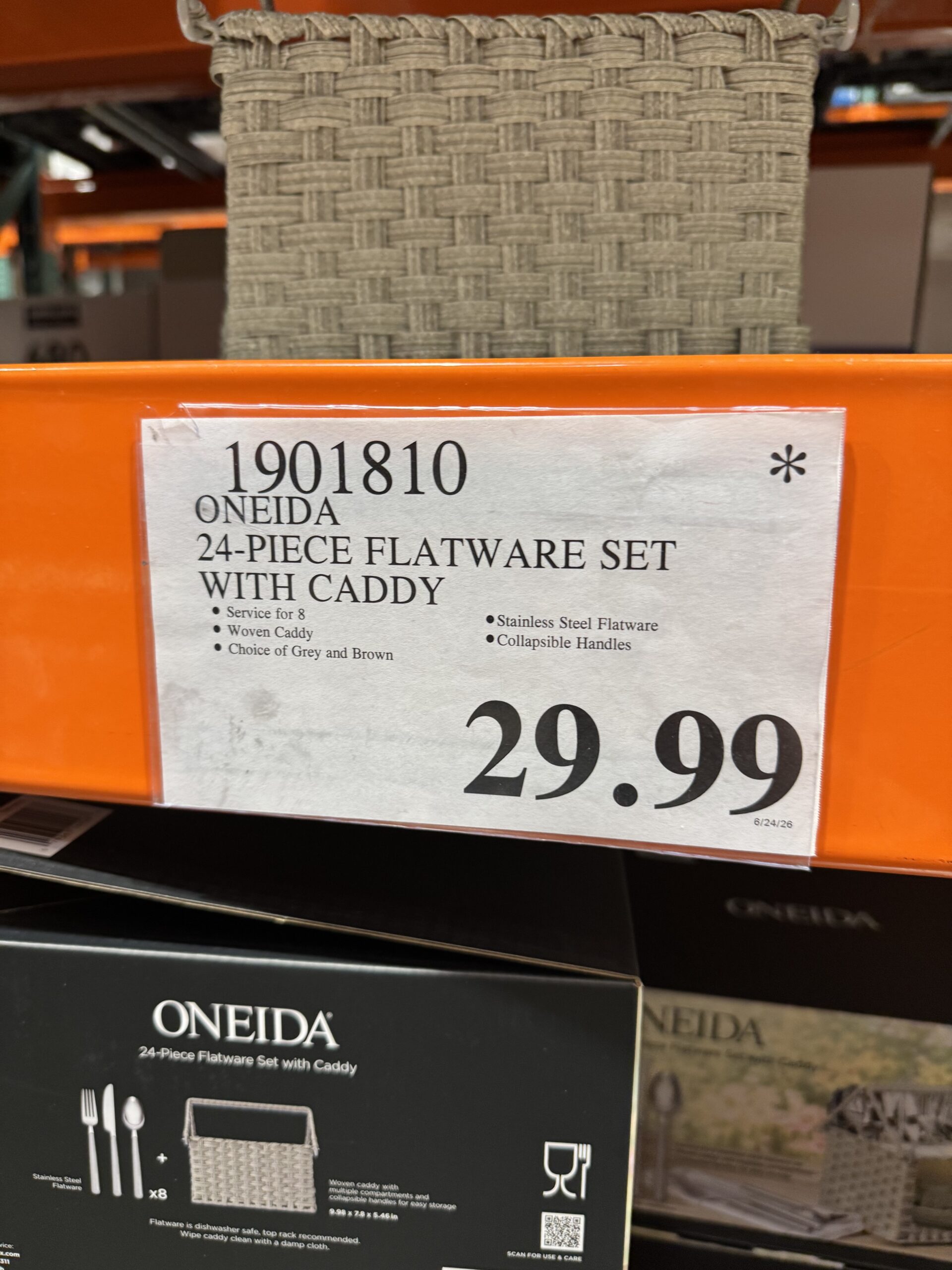 Oneida 24-Piece Flatware Set with Caddy - price tag