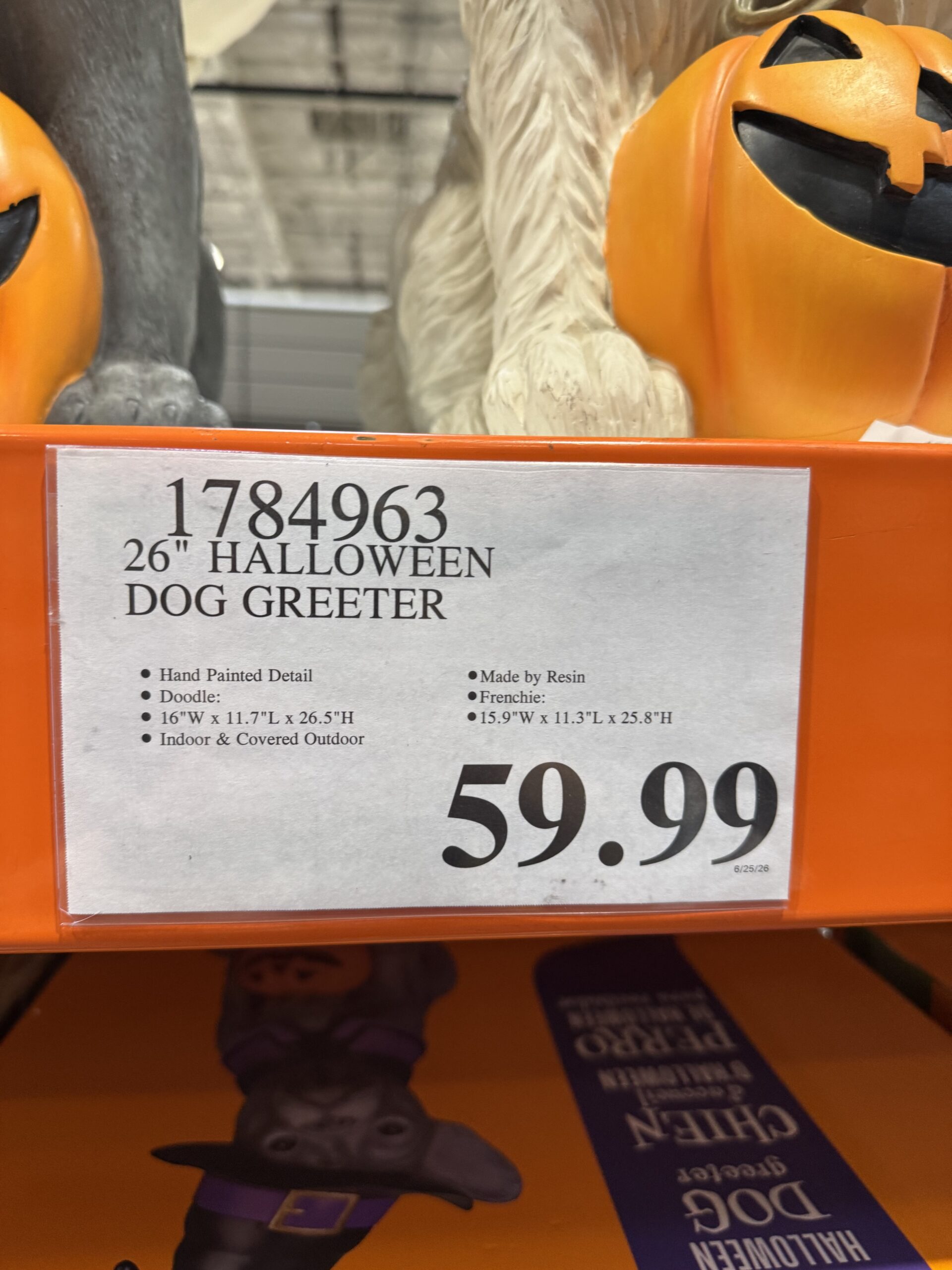 26" Halloween Dog Greeter - price tag