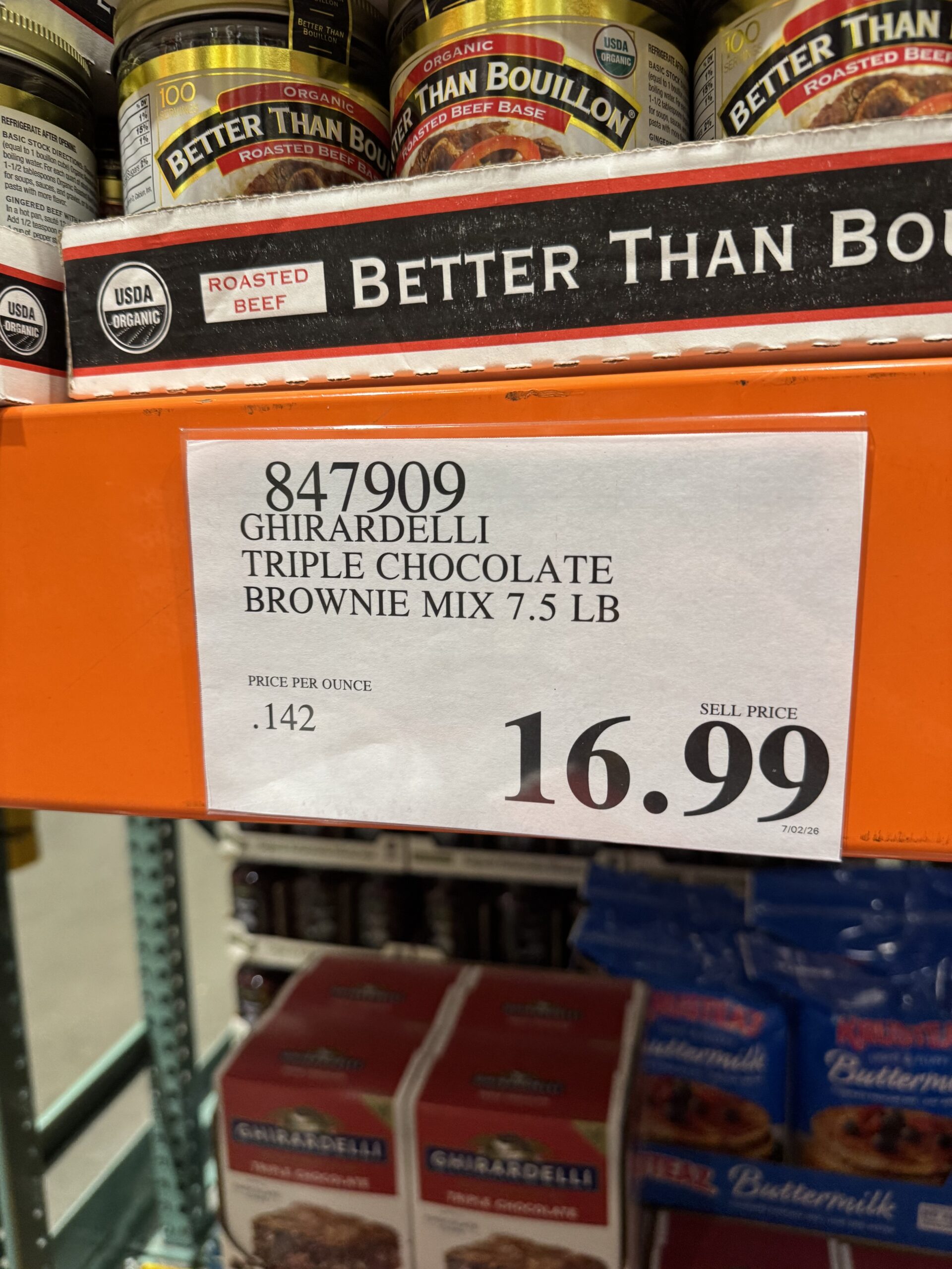 Ghirardelli Triple Chocolate Brownie Mix - price tag