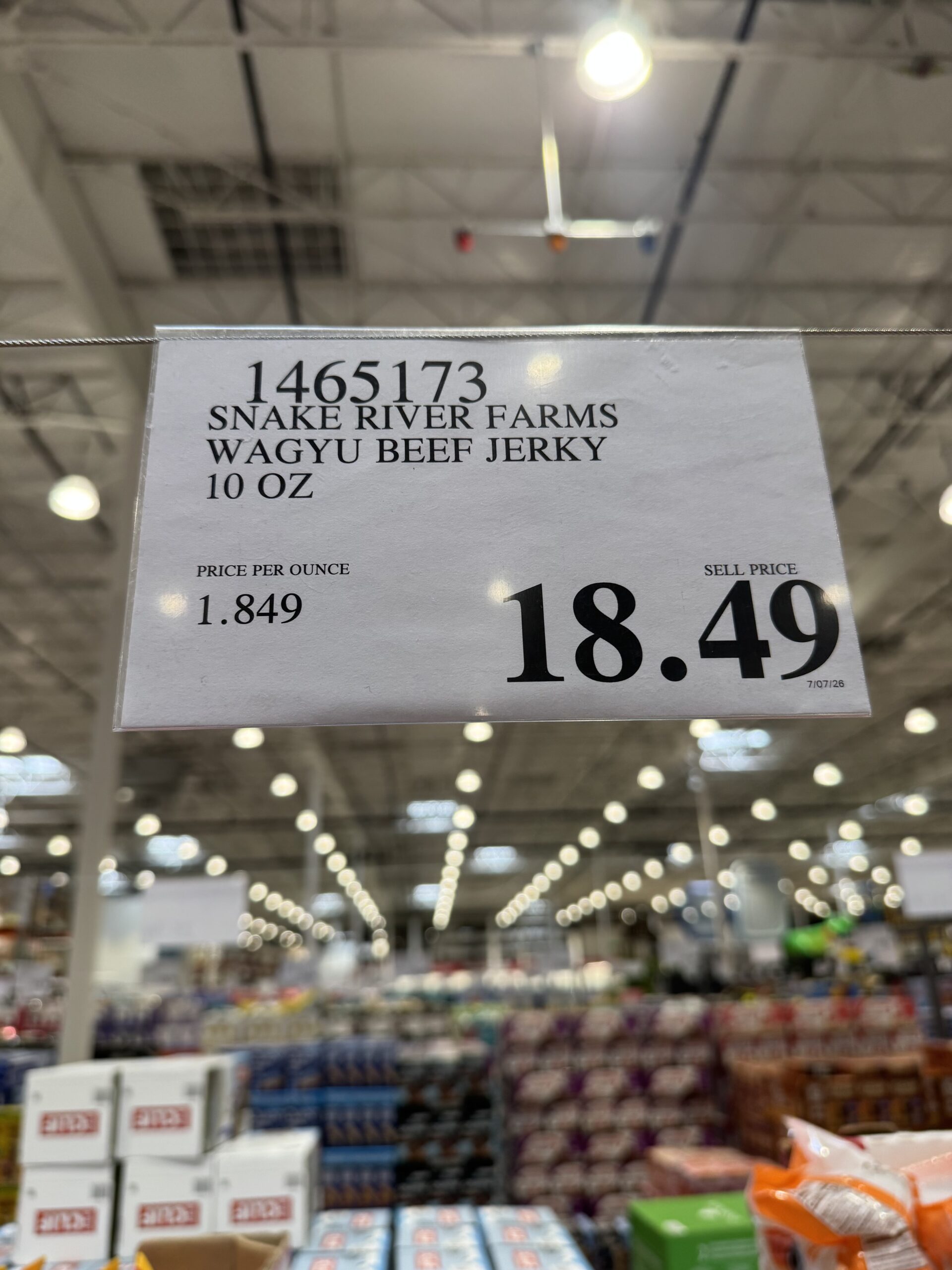 Snake River Farms American Wagyu Beef Jerky - price tag
