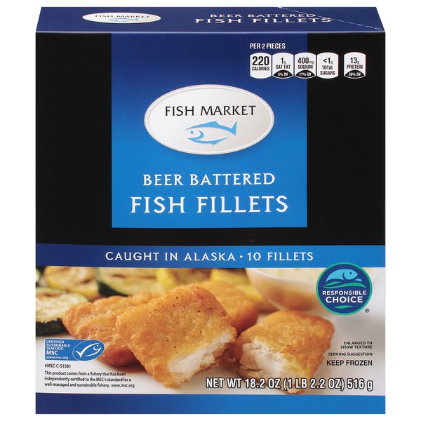 Fish Market Beer Battered Fish Fillets 10 Count - $6.99 -> $5.99