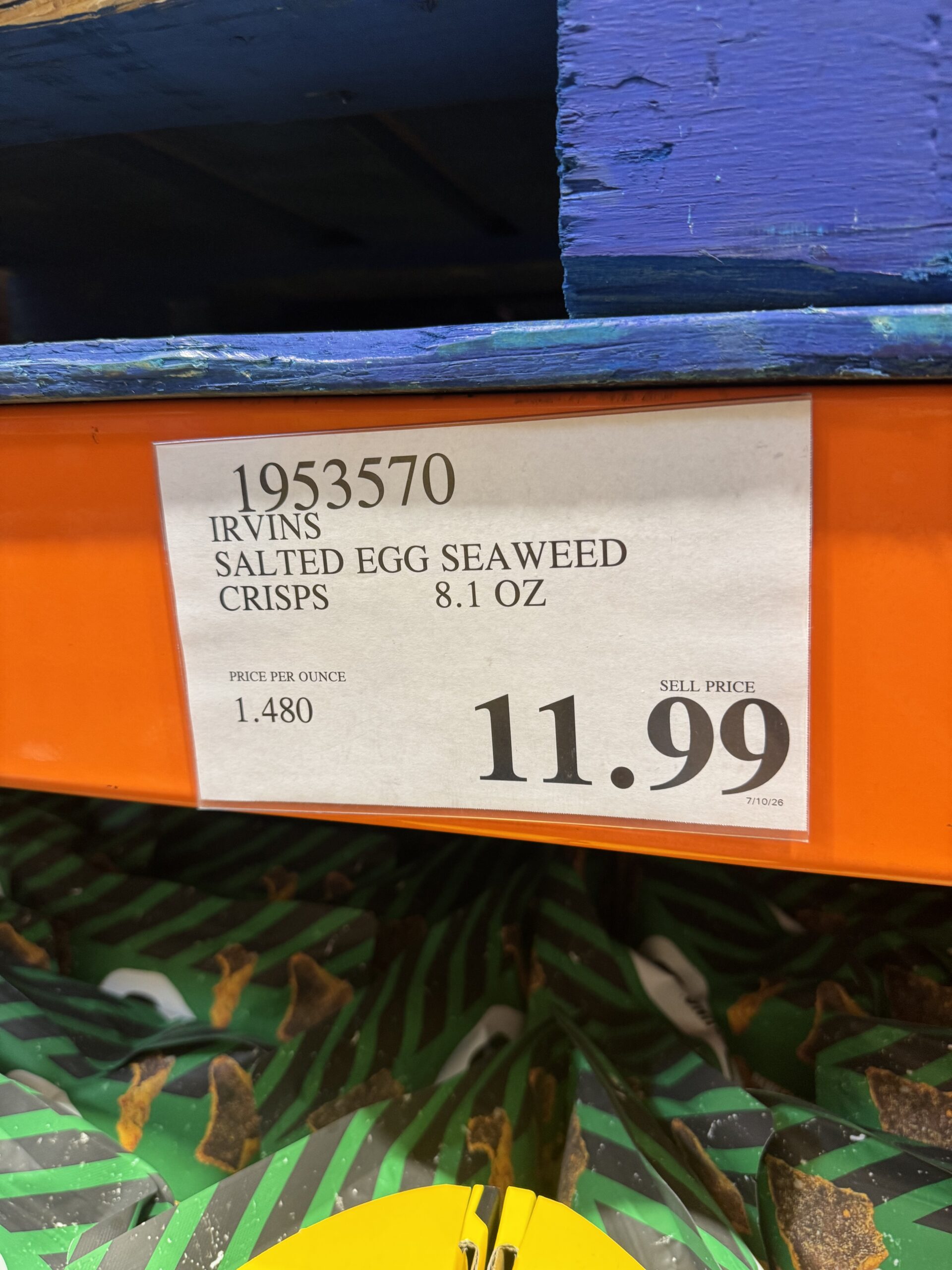 IRVINS Salted Egg Seaweed Crisps - price tag