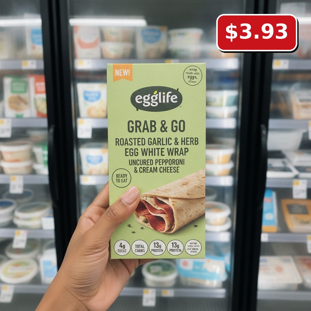 egglife GRAB & GO ROASTED GARLIC & HERB EGG WHITE WRAP UNCURED PEPPERONI & CREAM CHEESE