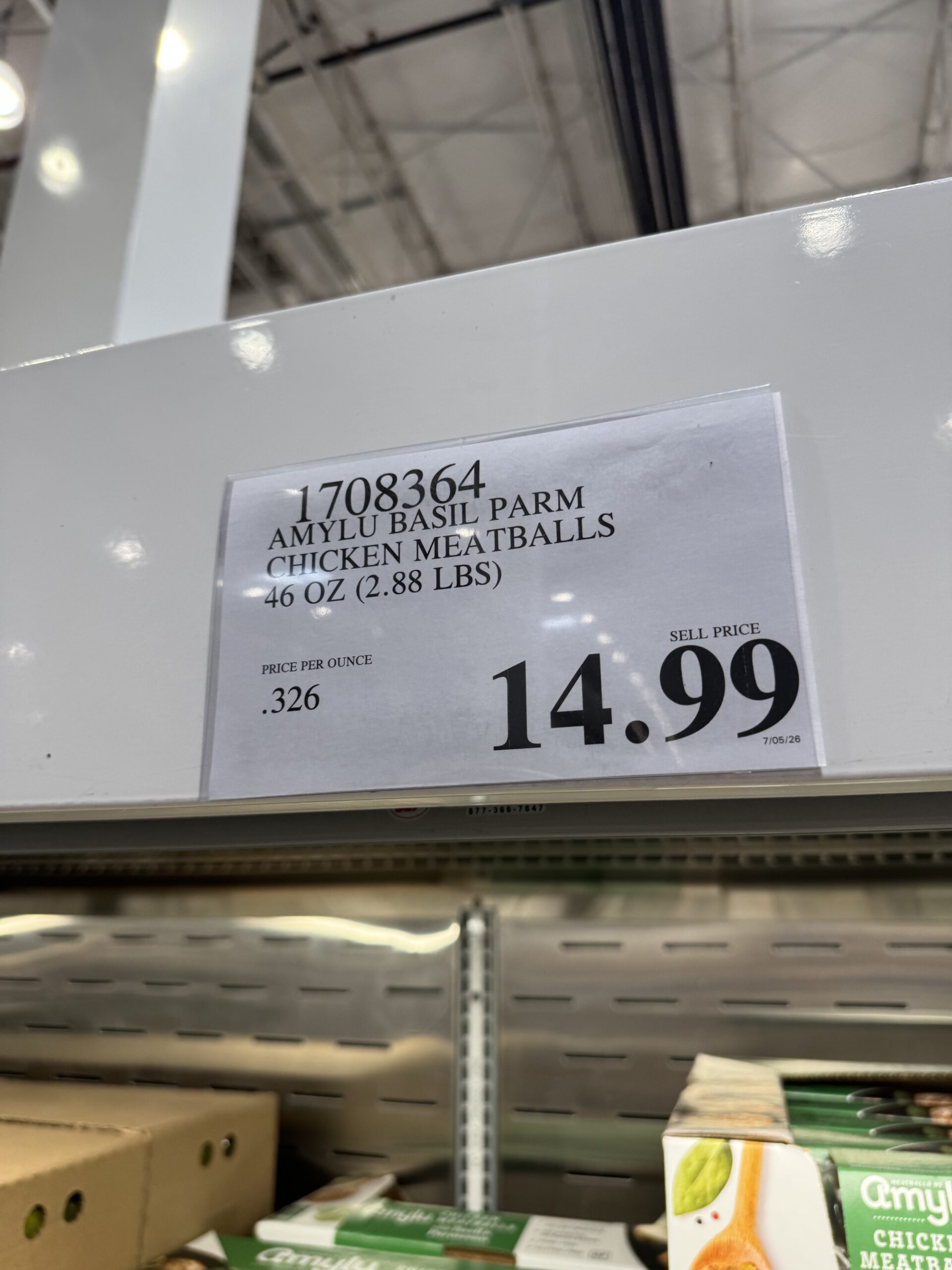 Amylu Chicken Meatballs with Basil & Parmesan - price tag