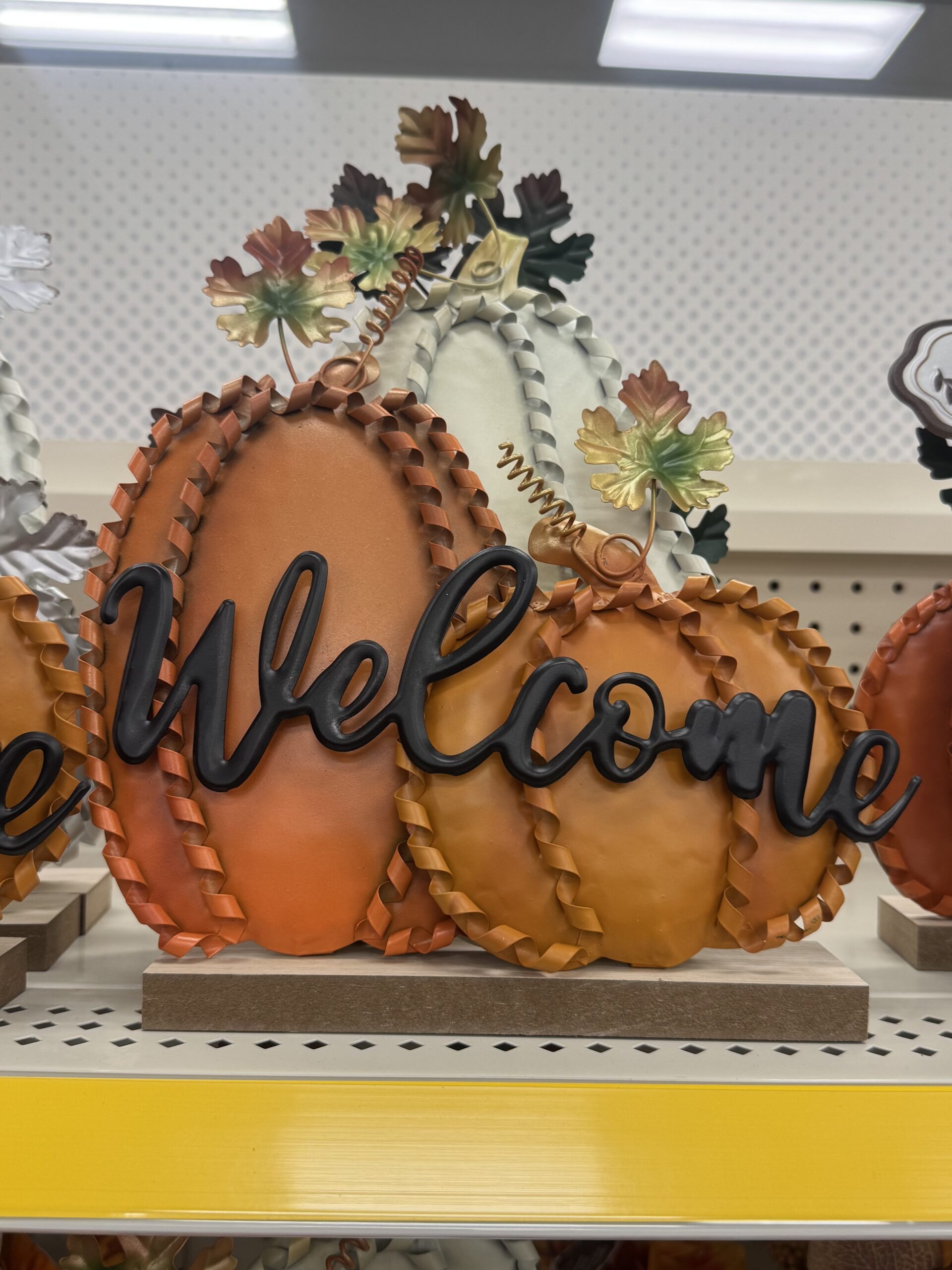 Metal Pumpkin Welcome Sign - in store