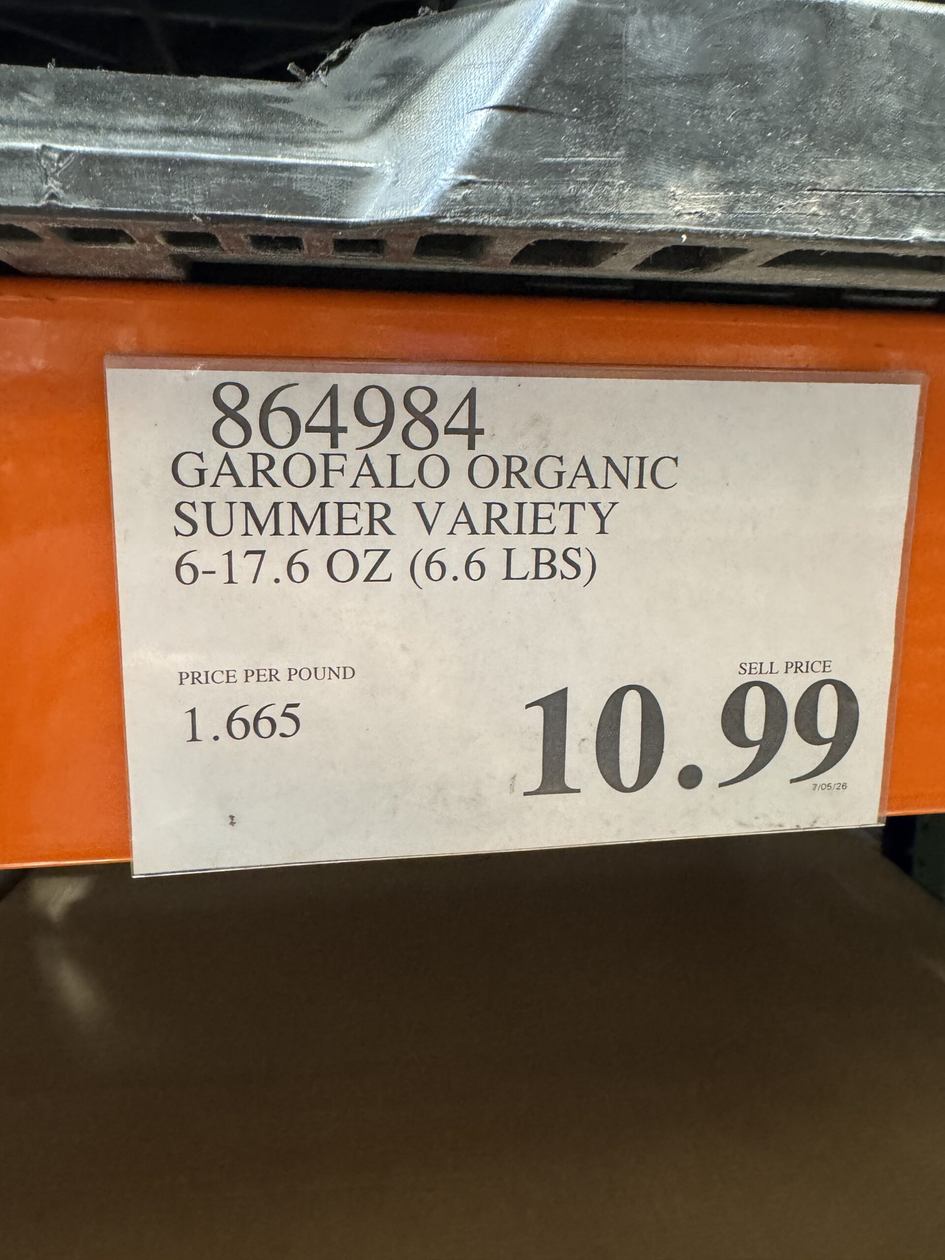 Garofalo Organic Summer Variety - price tag