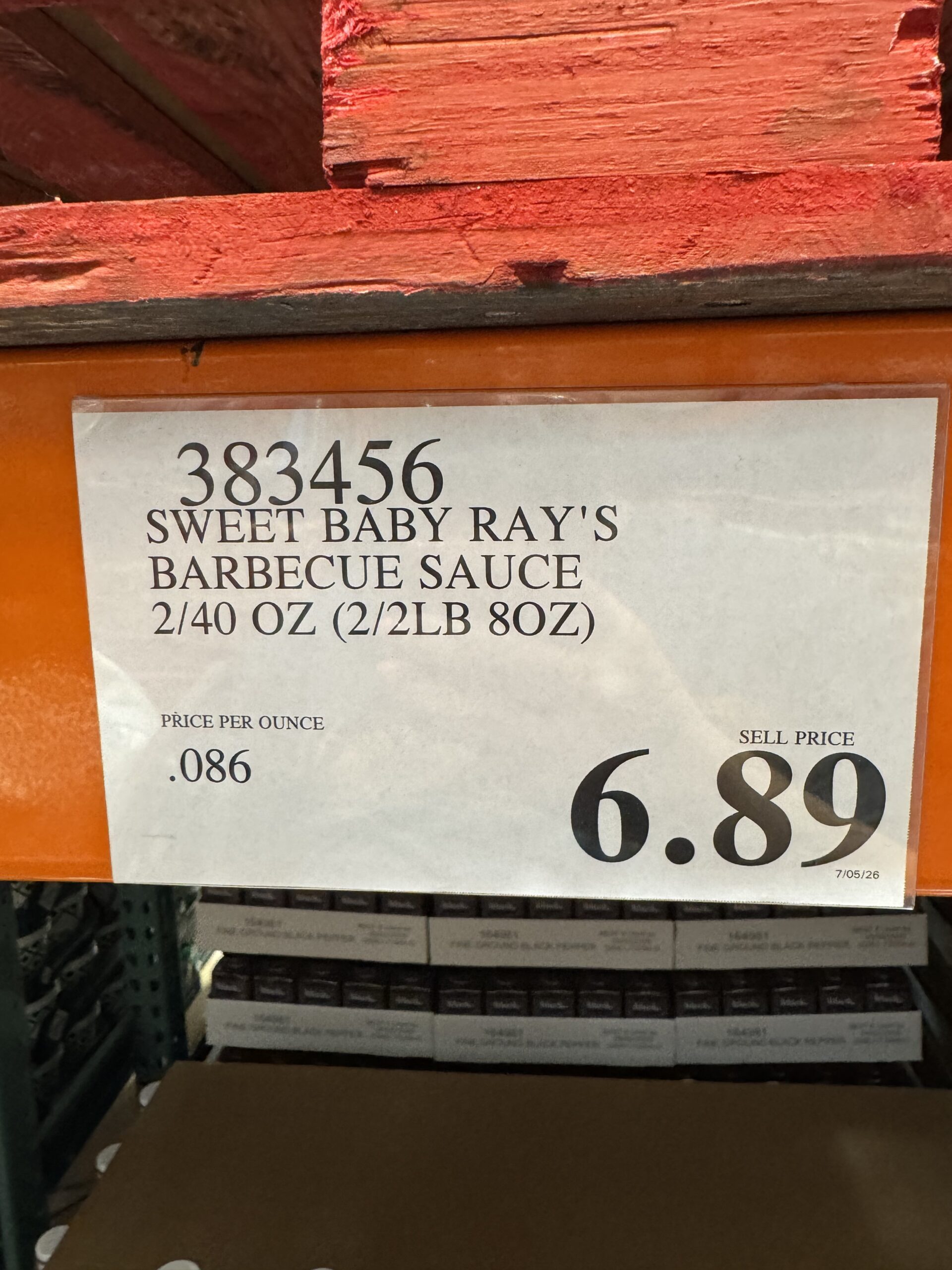 Sweet Baby Ray's Barbecue Sauce - price tag